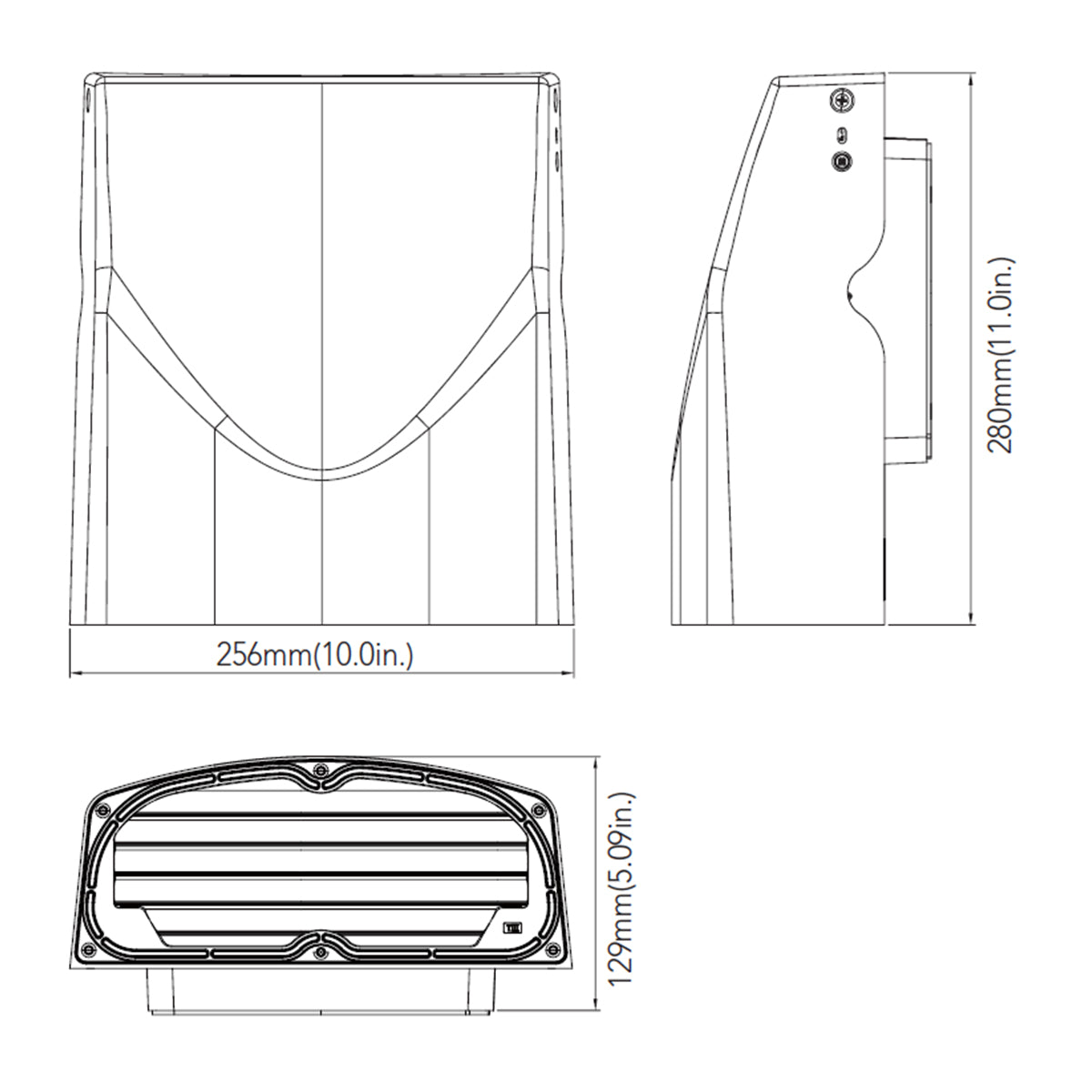 LED Cutoff Wall Pack, 80W, 11400 Lumens, 30K/40K/50K, 120-277V - Bees Lighting