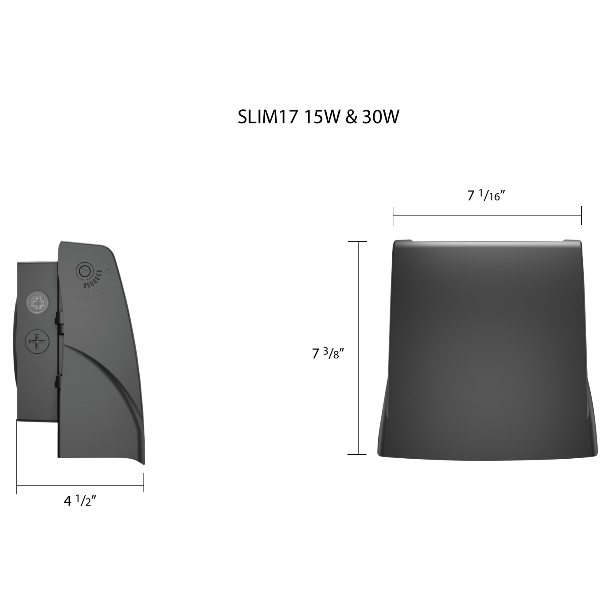 RAB SLIM17FA15ADJ SLIM17 Angle-Adjustable LED Wall Pack 1,904 Lumens 15W Selectable 30K/40K/50K 120-277V Photocell Bronze