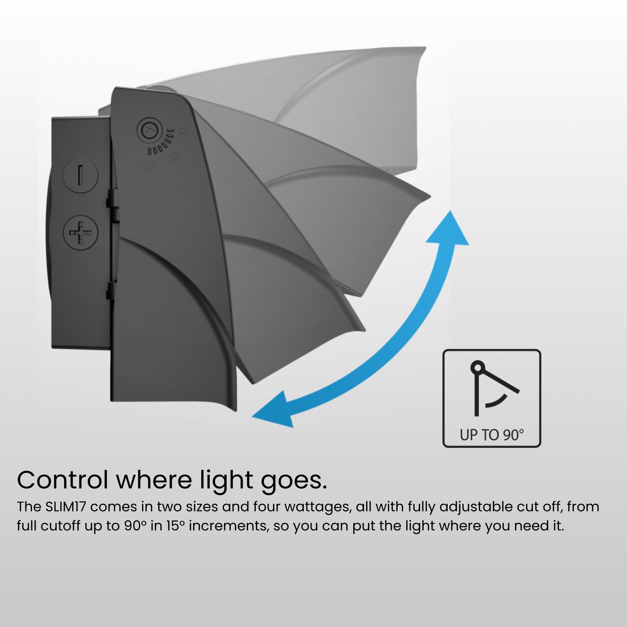 RAB SLIM17FA30ADJ SLIM17 Angle-Adjustable LED Wall Pack 3,813 Lumens 30W Selectable 30K/40K/50K 120-277V Photocell Bronze