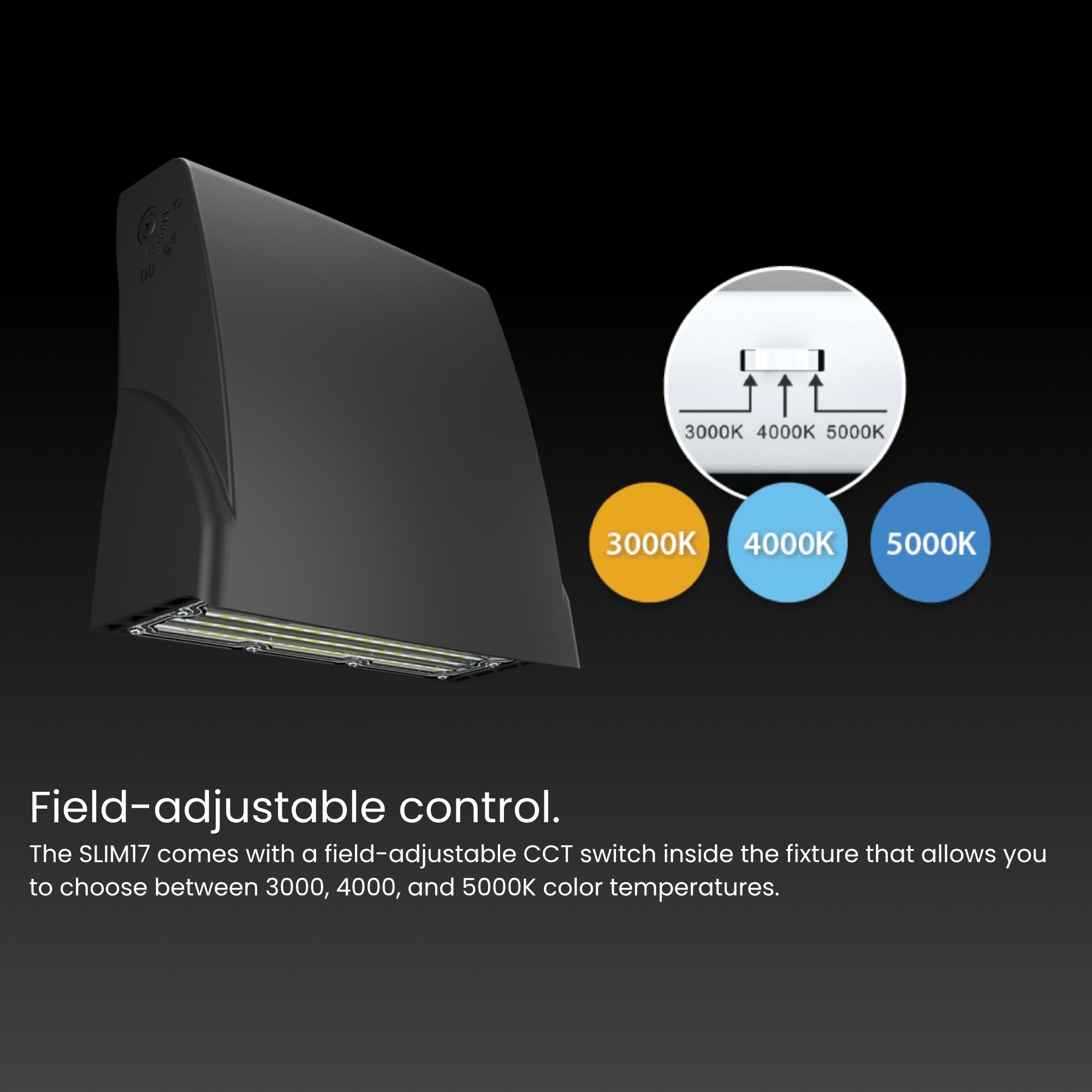 RAB SLIM17FA30ADJ SLIM17 Angle-Adjustable LED Wall Pack 3,813 Lumens 30W Selectable 30K/40K/50K 120-277V Photocell Bronze