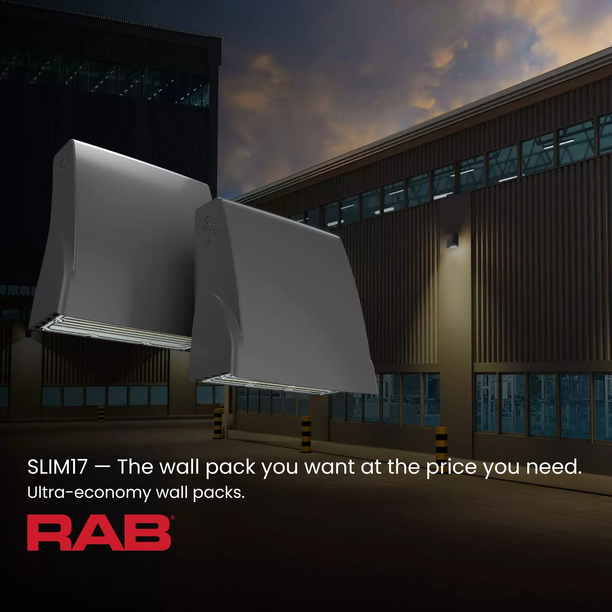 RAB SLIM17FA50ADJ Adjustable LED Wall Pack 7477lm 50W Selectable CCT 120-277V Photocell Bronze