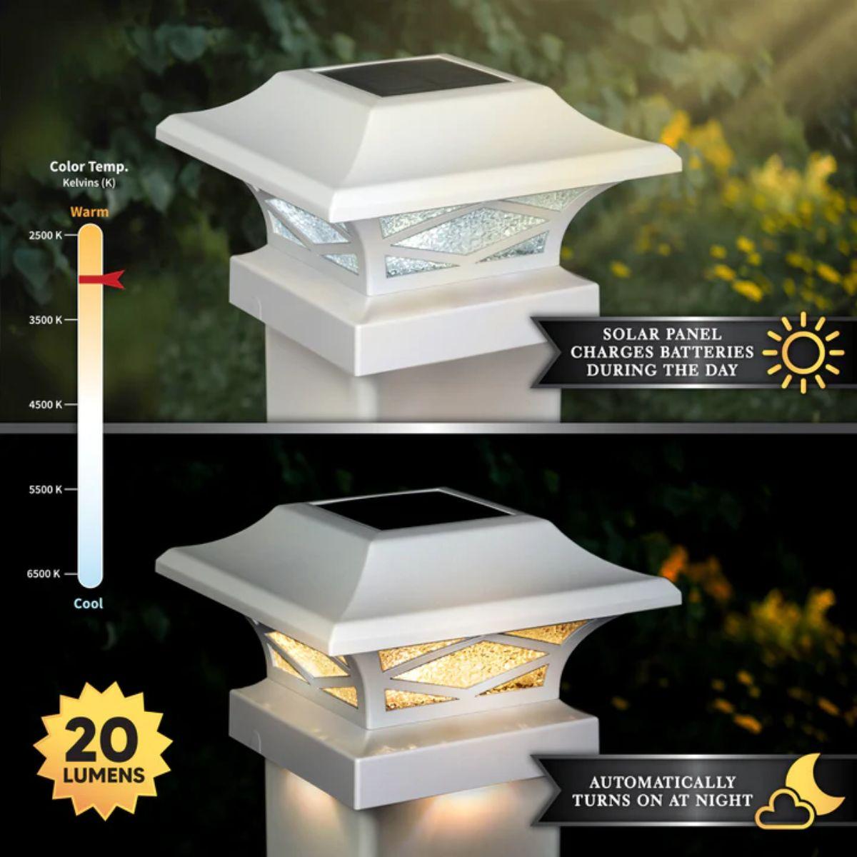 LED Solar Post Cap 4x4 20 Lumens 2700K (Pack Of 2)