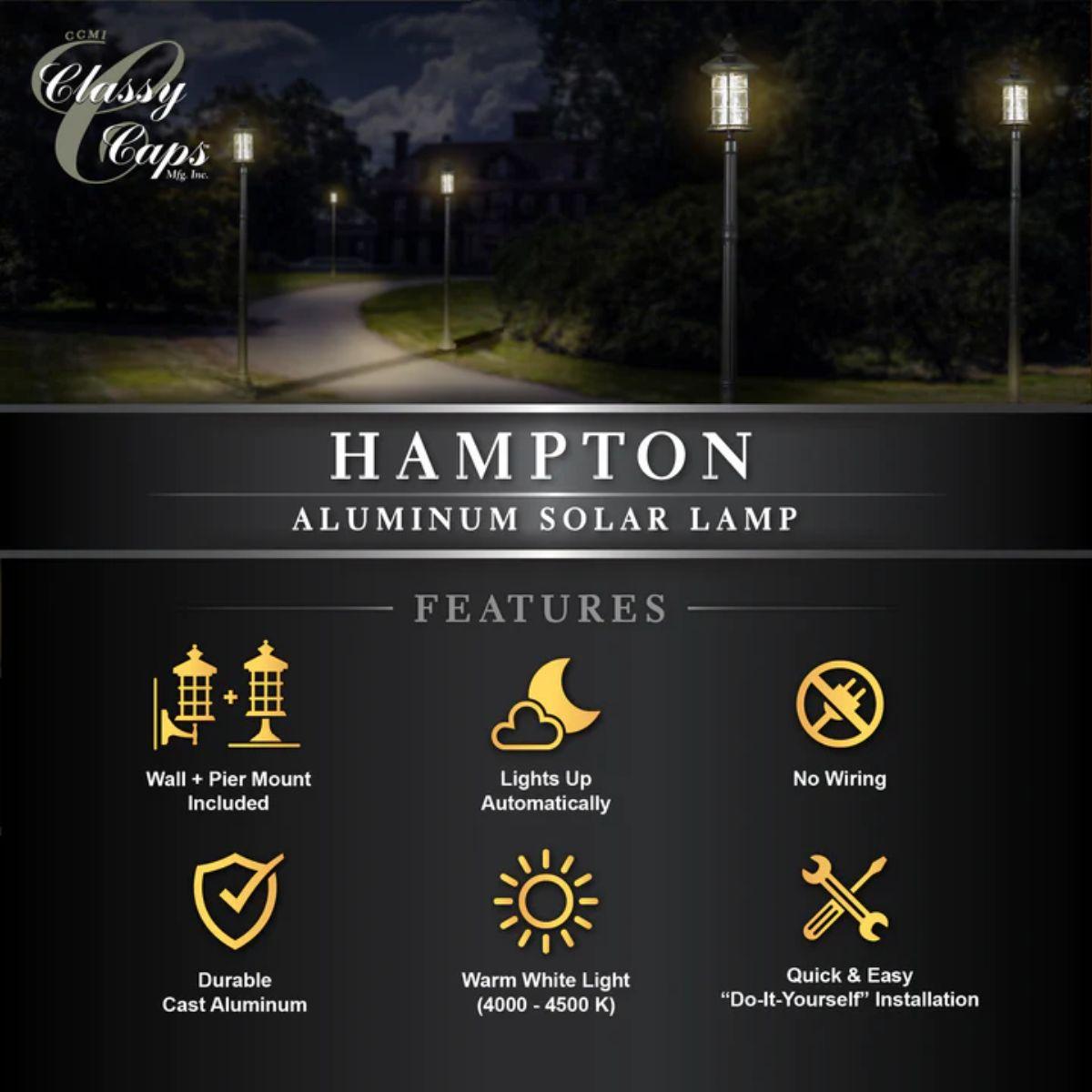 Hampton Solar LED Outdoor Wall Scone 4000K Black Finish
