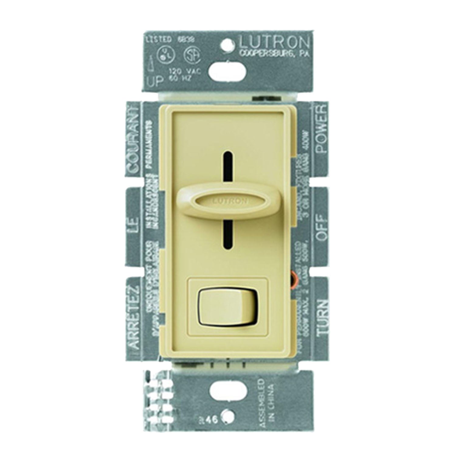 Skylark 3-Way Magnetic Low-Voltage Dimmer Switch, 450-Watt/600VA, Ivory - Bees Lighting