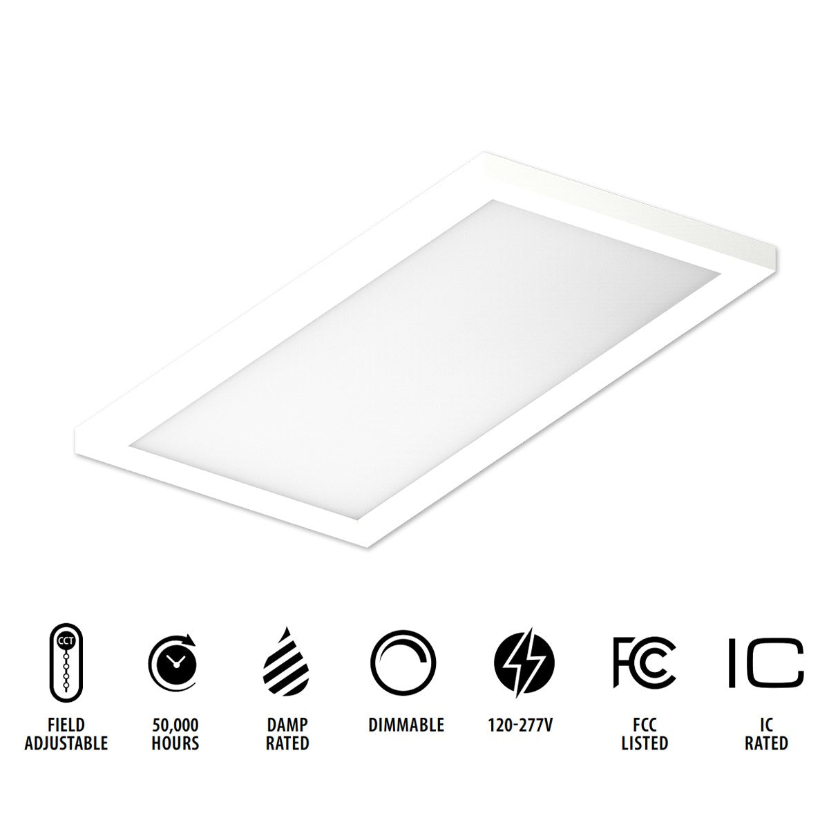 SMPFA 1x2 LED Surface Mount Light Selectable CCT White Finish - Bees Lighting