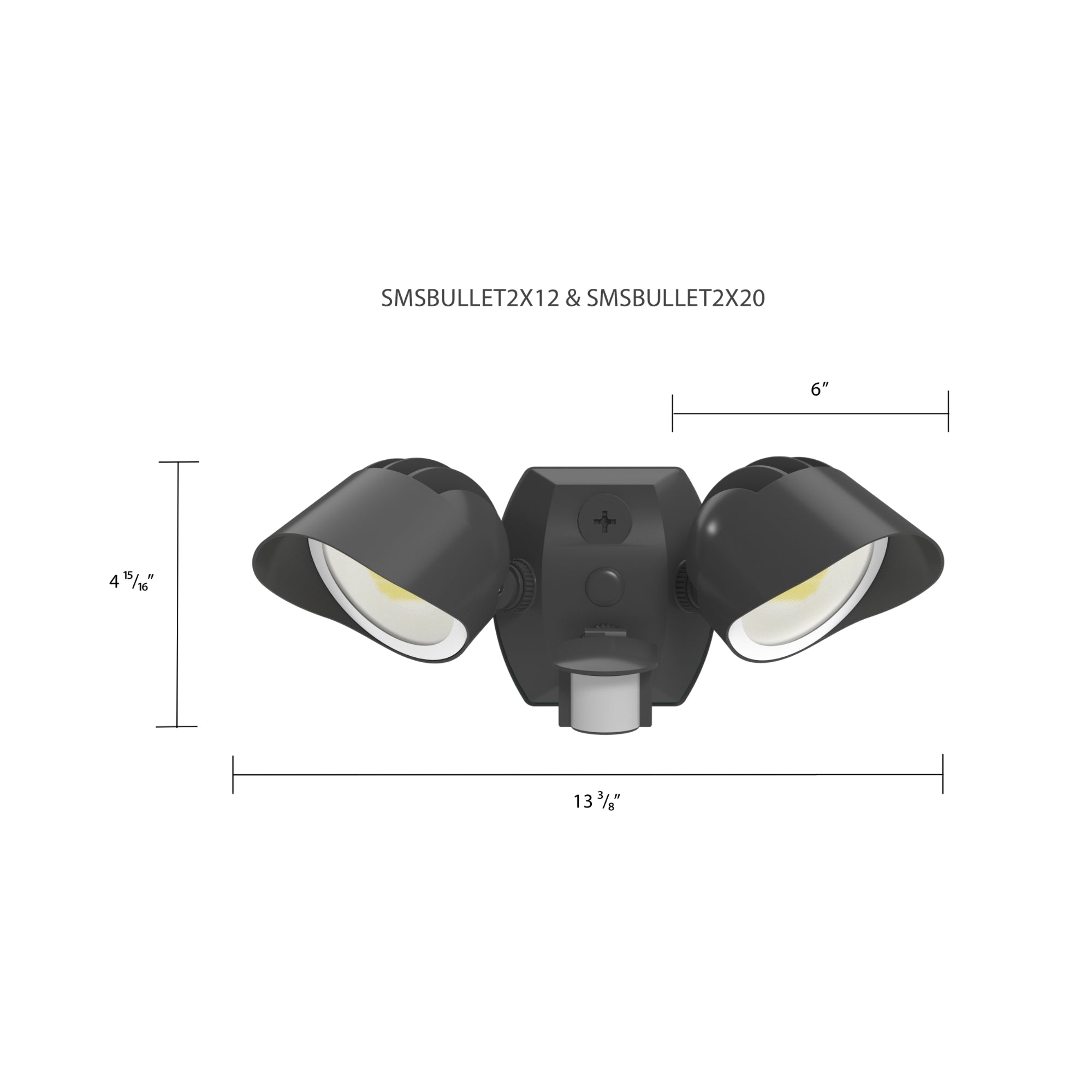 RAB SMSBULLET2X12W Field Adjustable Flood Light 2645 Lumens 24W Selectable CCT 120-277V Motion Sensor White