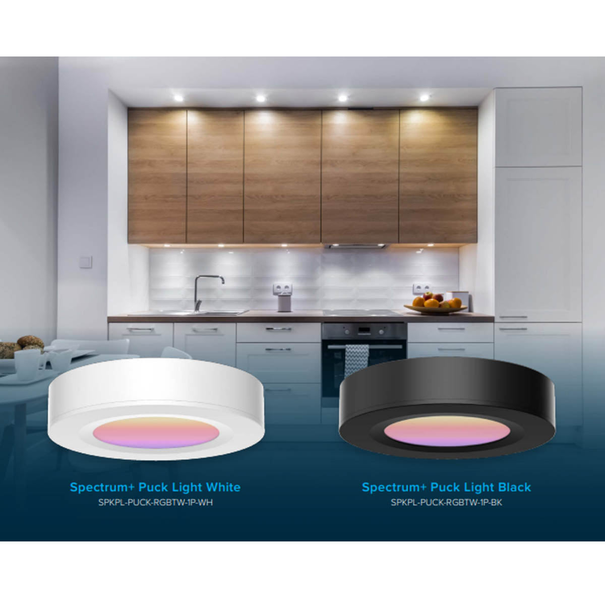 Spektrum+ RGB+TW LED Puck light, 105 Lumens, 3W, 24V DC, Black - Bees Lighting