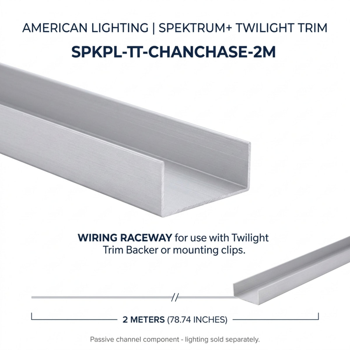 Light gray wiring raceway trim channel with inset internal track