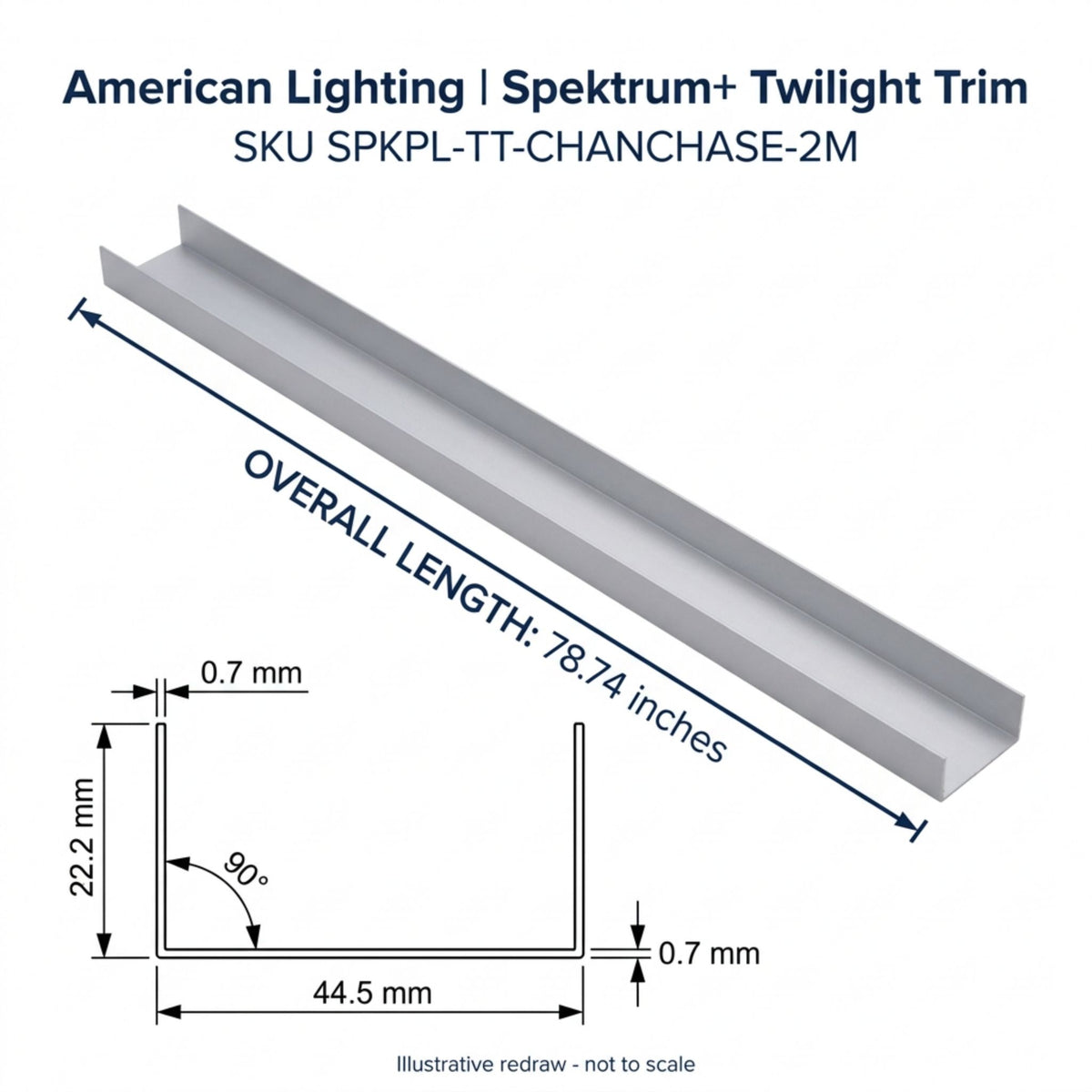 Light gray wiring channel trim diagram with overall length 78.74 in
