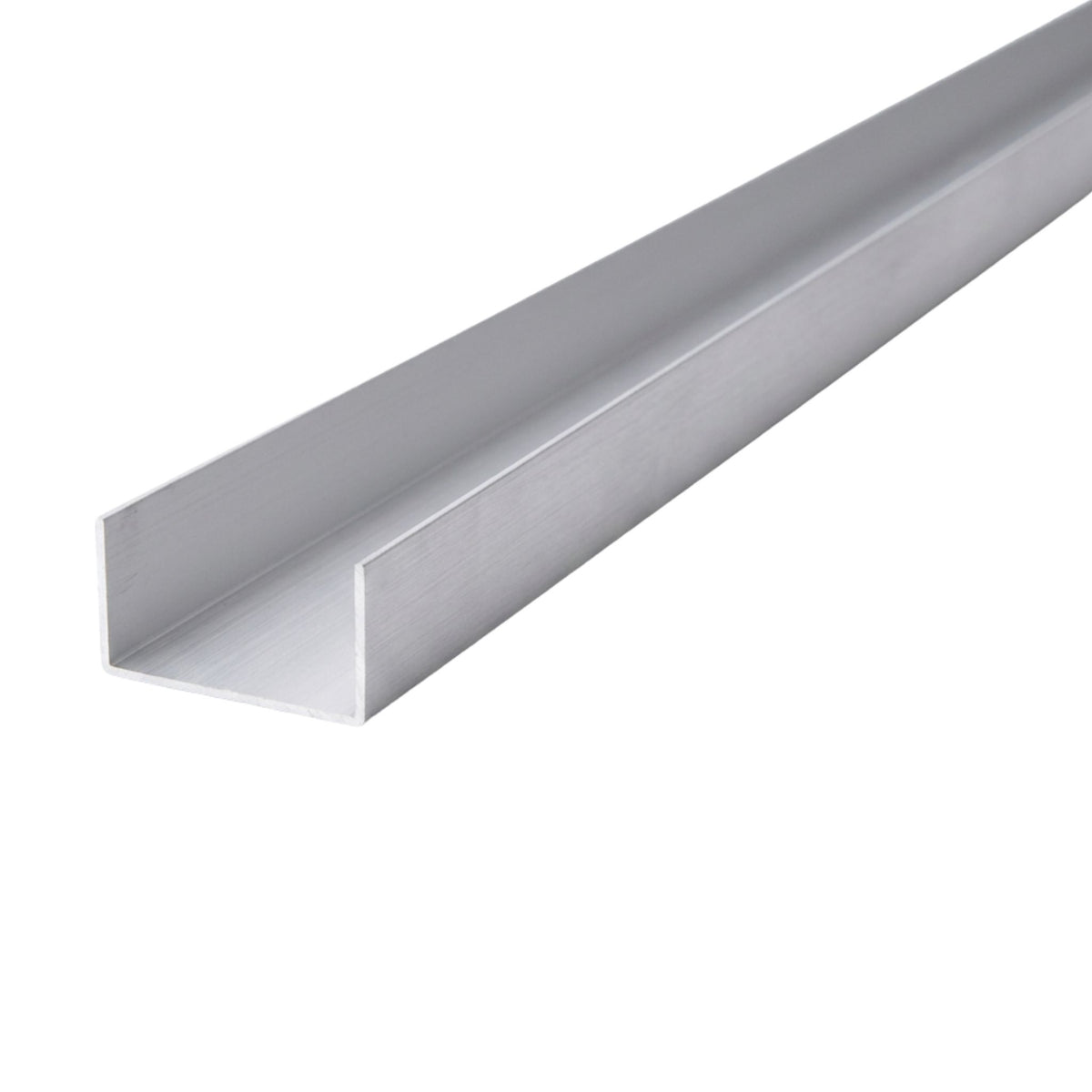 Light gray wiring raceway channel trim, open U-shaped metal housing