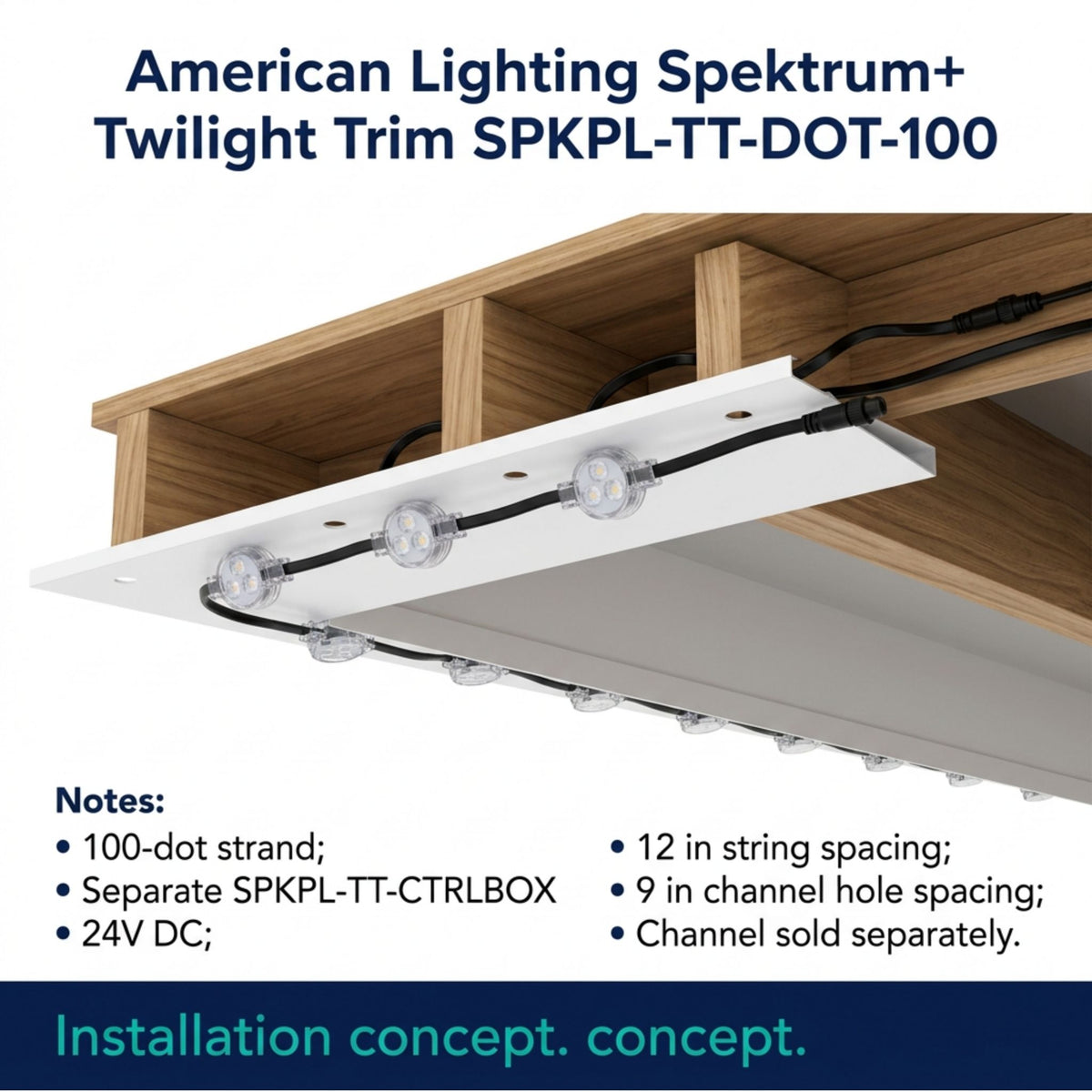 American Lighting Spektrum+ Twilight Trim 100-Dot Eave Light, RGBW 3000K, 24V DC