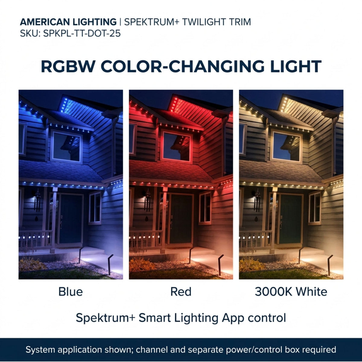 American Lighting Spektrum+ Twilight Trim 25-Dot Eave Light, RGBW 3000K, 24V DC