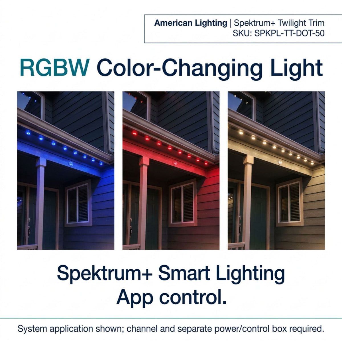 American Lighting Spektrum+ Twilight Trim 50-Dot Eave Light, RGBW 3000K, 24V DC