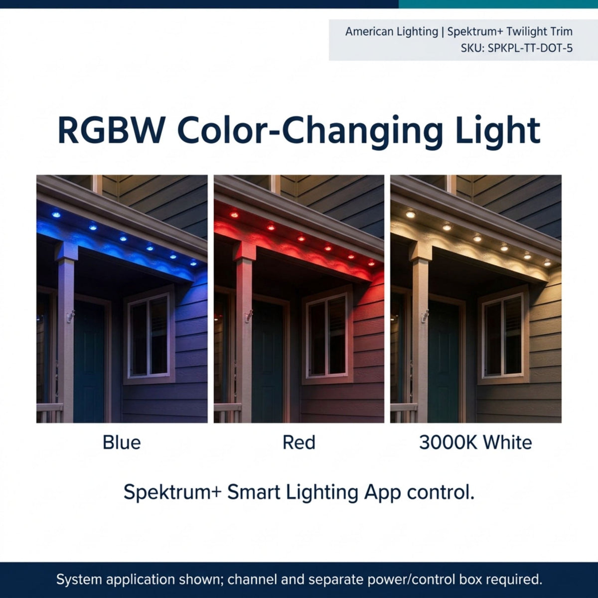 American Lighting Spektrum+ Twilight Trim 5-Dot Eave Light, RGBW 3000K, 24V DC