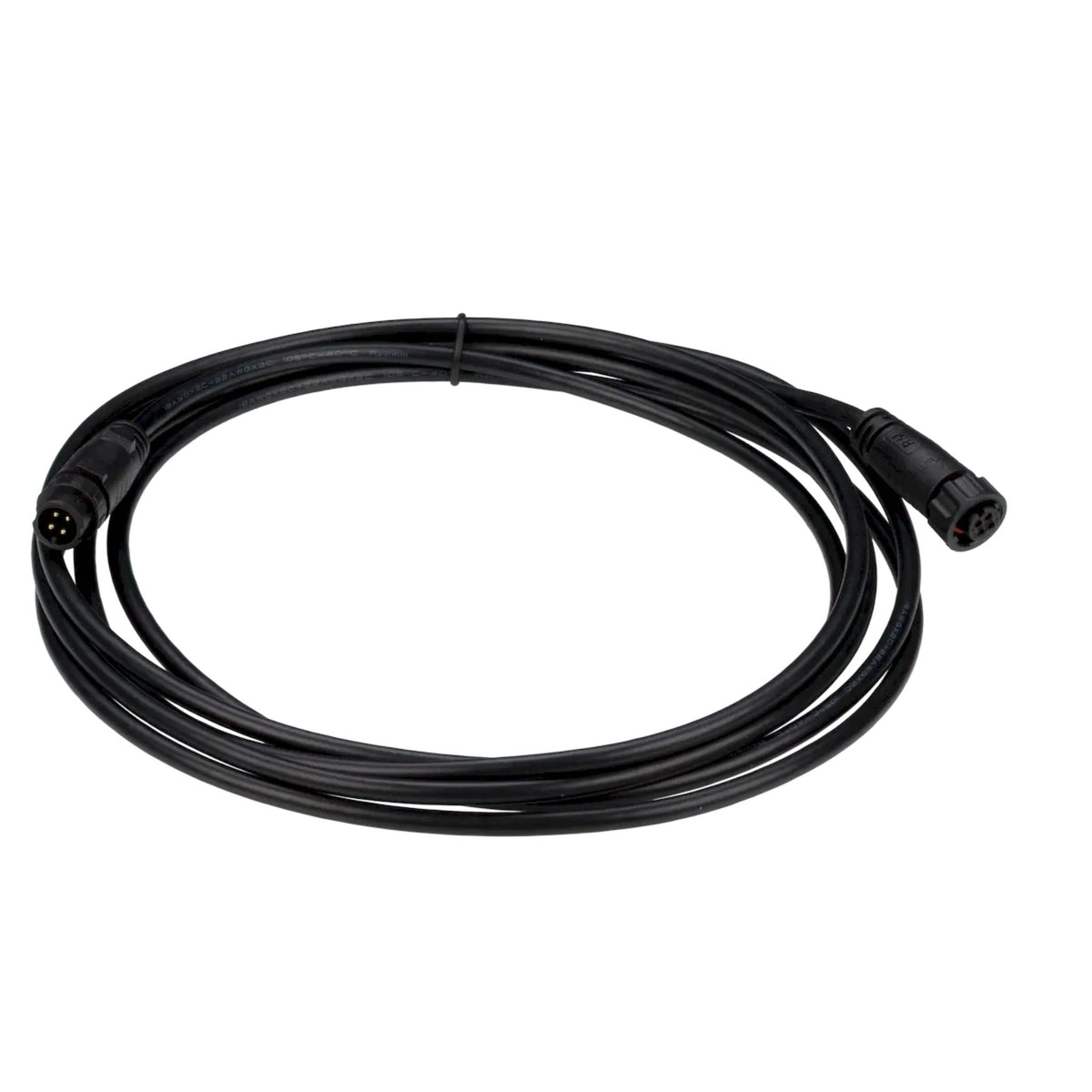 10-foot black jumper cable with two round plug connectors