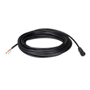 Black power and signal lead cable with round connector and color-coded wires at one end