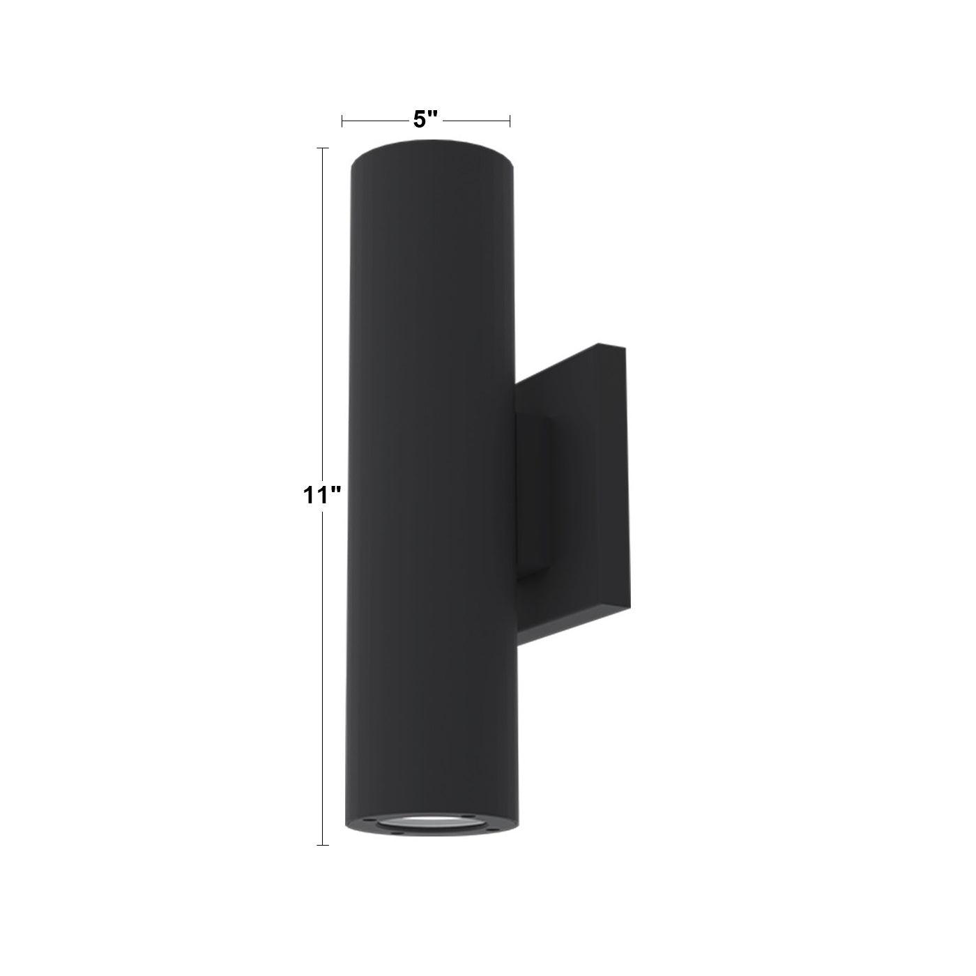 Volta 11 In 2 Lights Dual Sided Smart Outdoor Cylinder Wall Light Up/Down Light Black Finish - Bees Lighting