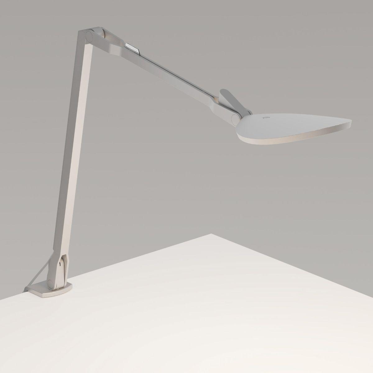 Splitty Reach Pro Silver Contemporary LED Desk Lamp with Two-Piece Desk Clamp and USB Port - Bees Lighting