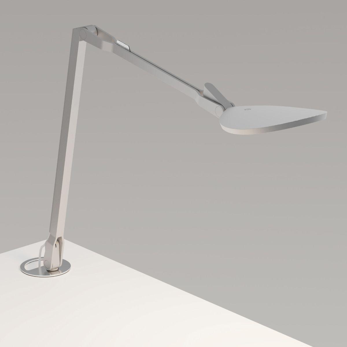 Splitty Reach Pro Silver Contemporary LED Desk Lamp with Grommet Mount and USB Port - Bees Lighting
