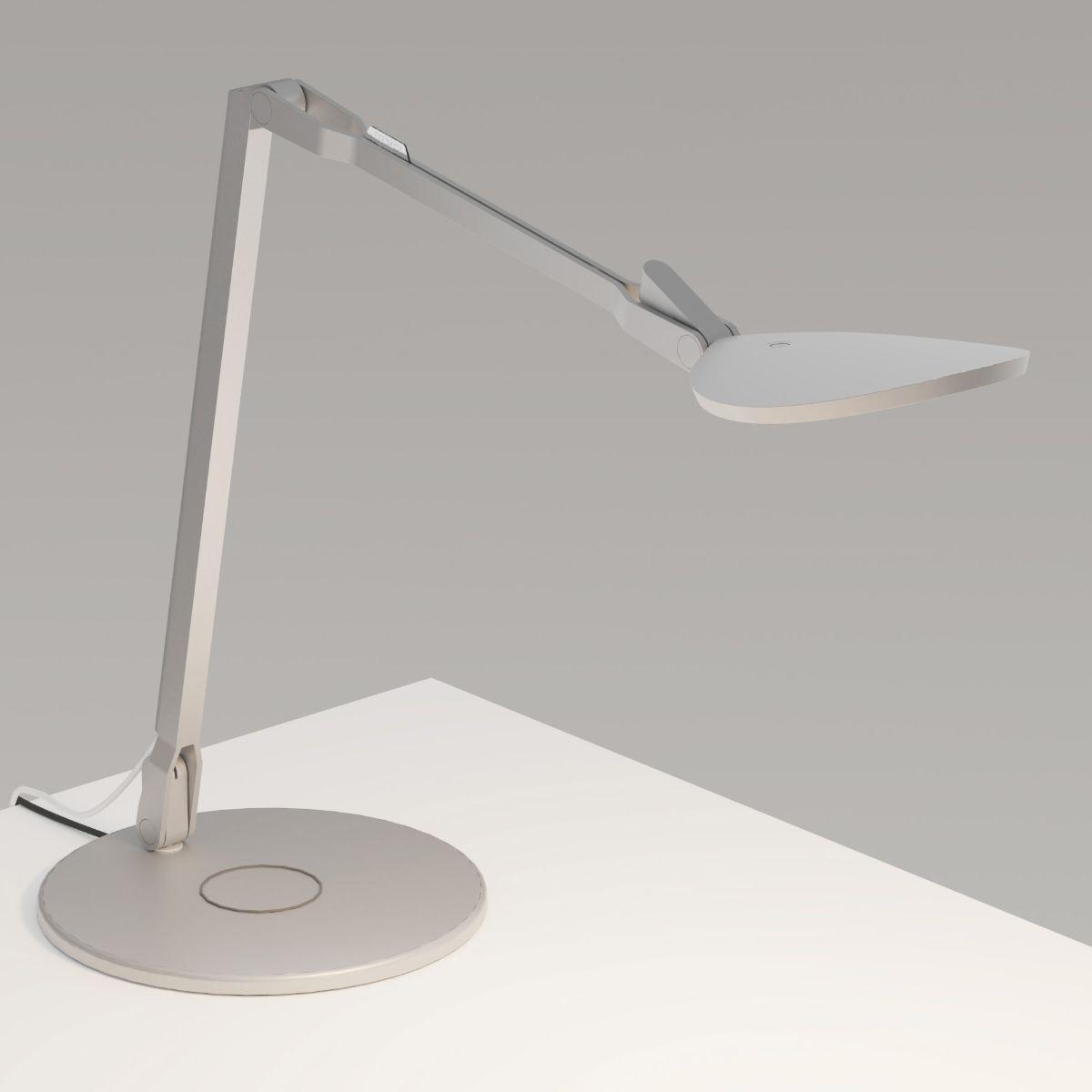 Splitty Reach Pro Silver Contemporary LED Desk Lamp with Wireless Charging Base and USB Port - Bees Lighting