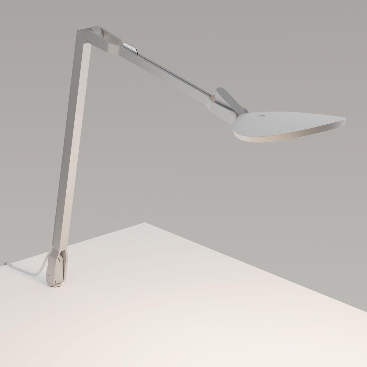 Splitty Reach Pro Silver Contemporary LED Desk Lamp with Through-Table Mount and USB Port - Bees Lighting