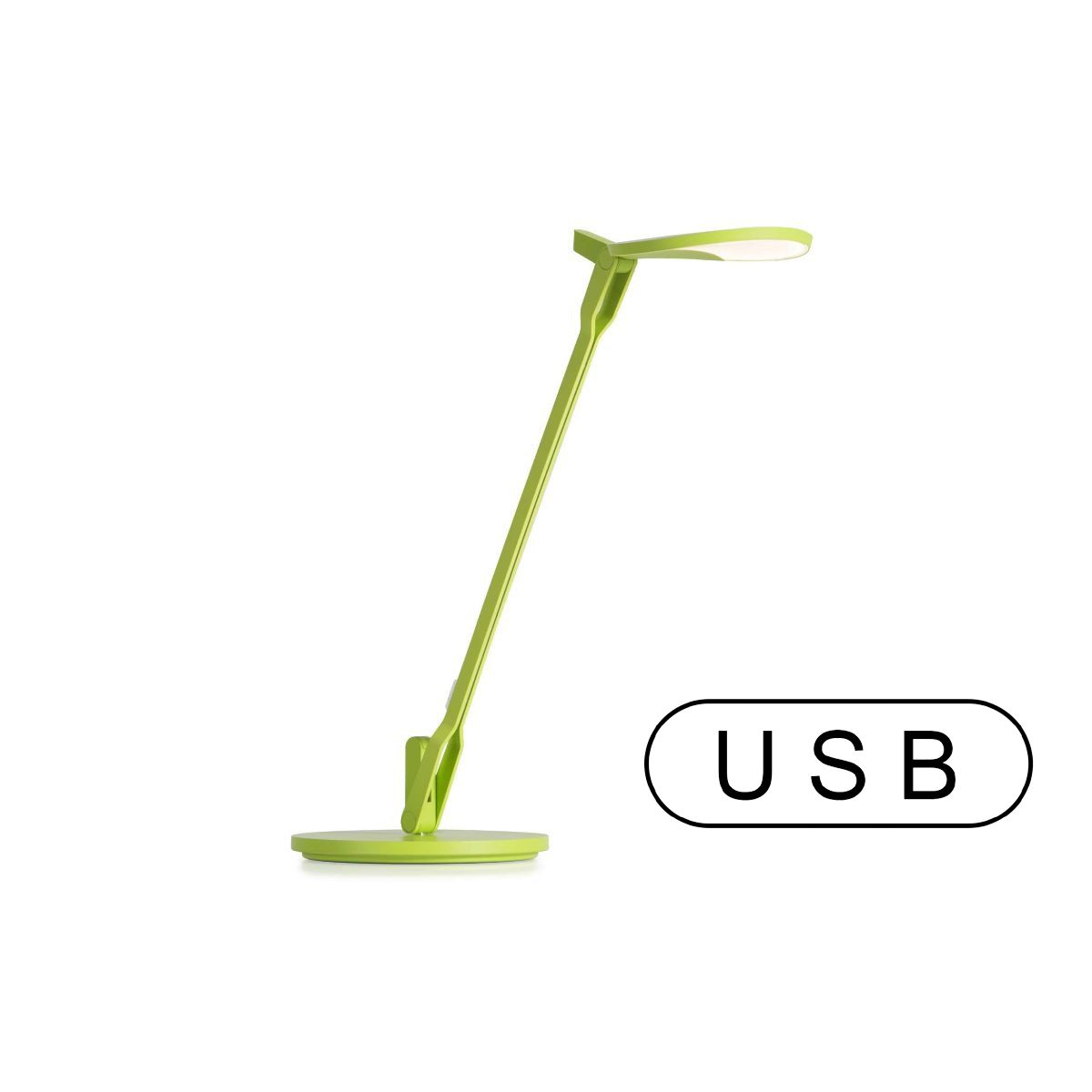 Splitty Matte Leaf Green Contemporary LED Desk Lamp with Table Base and USB Port - Bees Lighting
