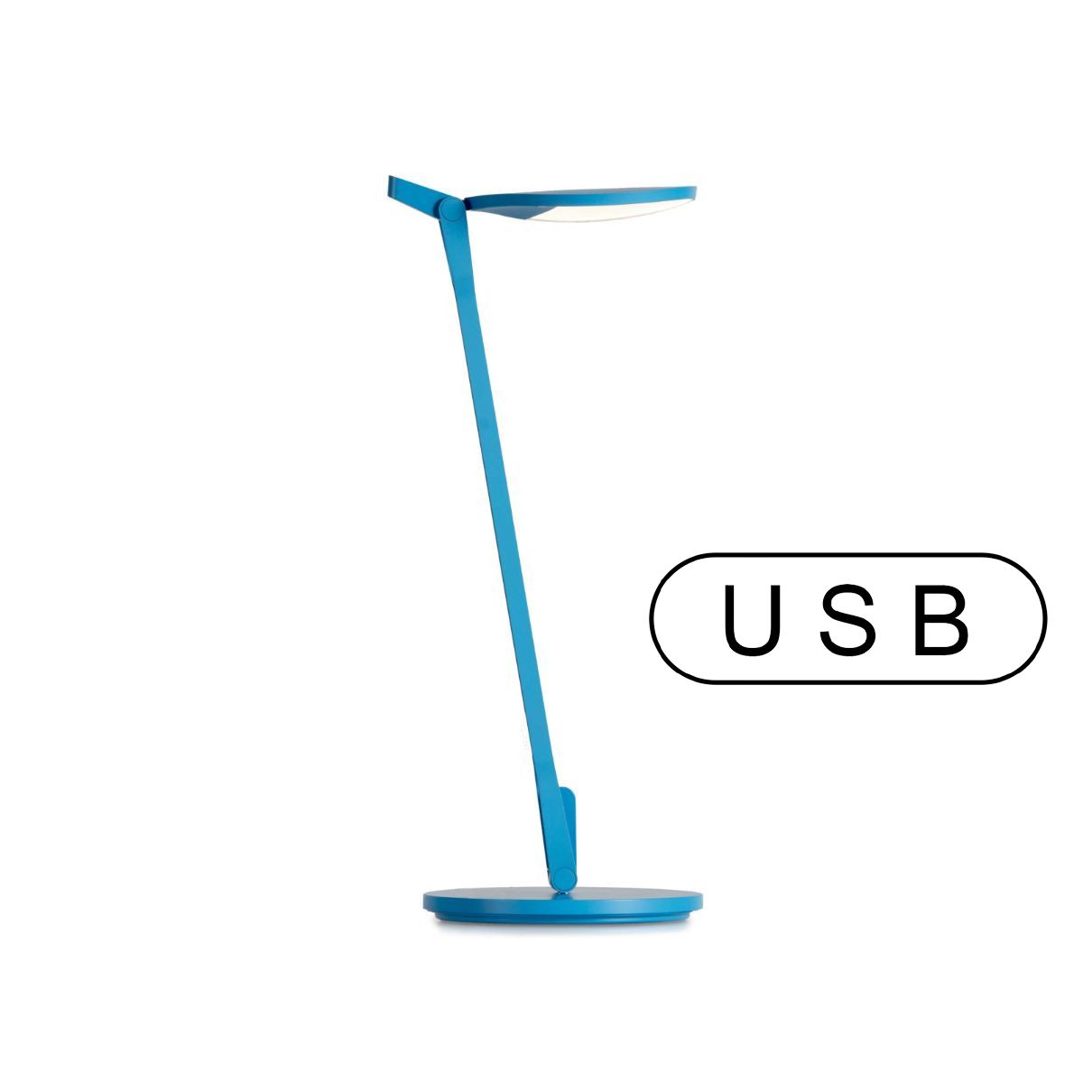 Splitty Matte Pacific Blue Contemporary LED Desk Lamp with Table Base and USB Port - Bees Lighting