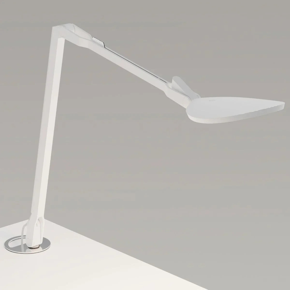Splitty Reach Matte White Contemporary LED Desk Lamp with Grommet Mount and USB Port - Bees Lighting