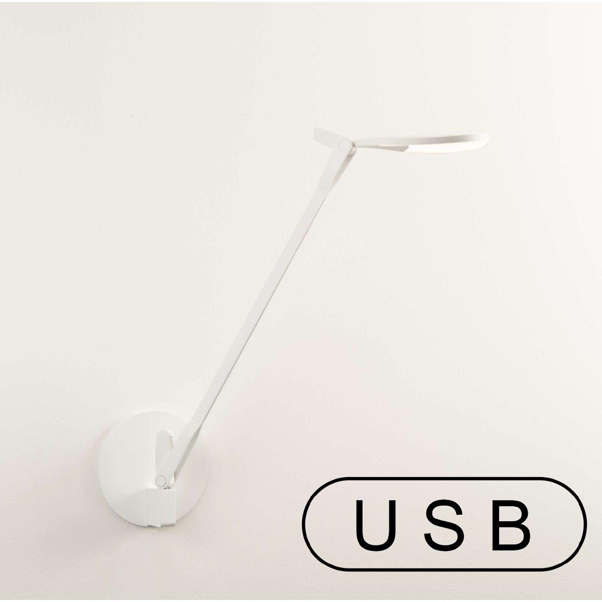 Splitty Contemporary LED & USB Jack Included Swing Arm Wall Lamp Matte White finish