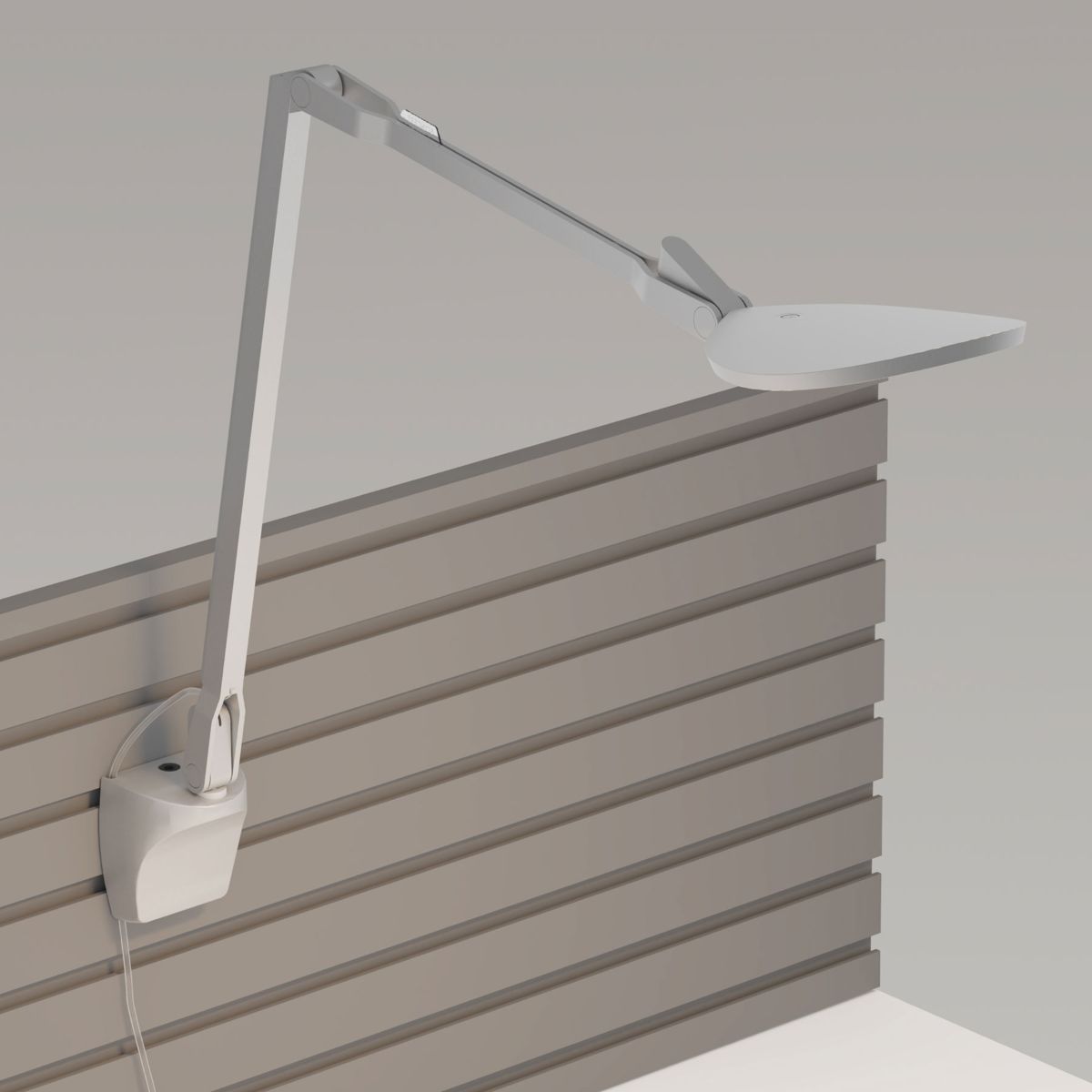 Splitty Reach Contemporary LED Neutral White Plug In Wall Lamp Silver Slatwall mount - Bees Lighting