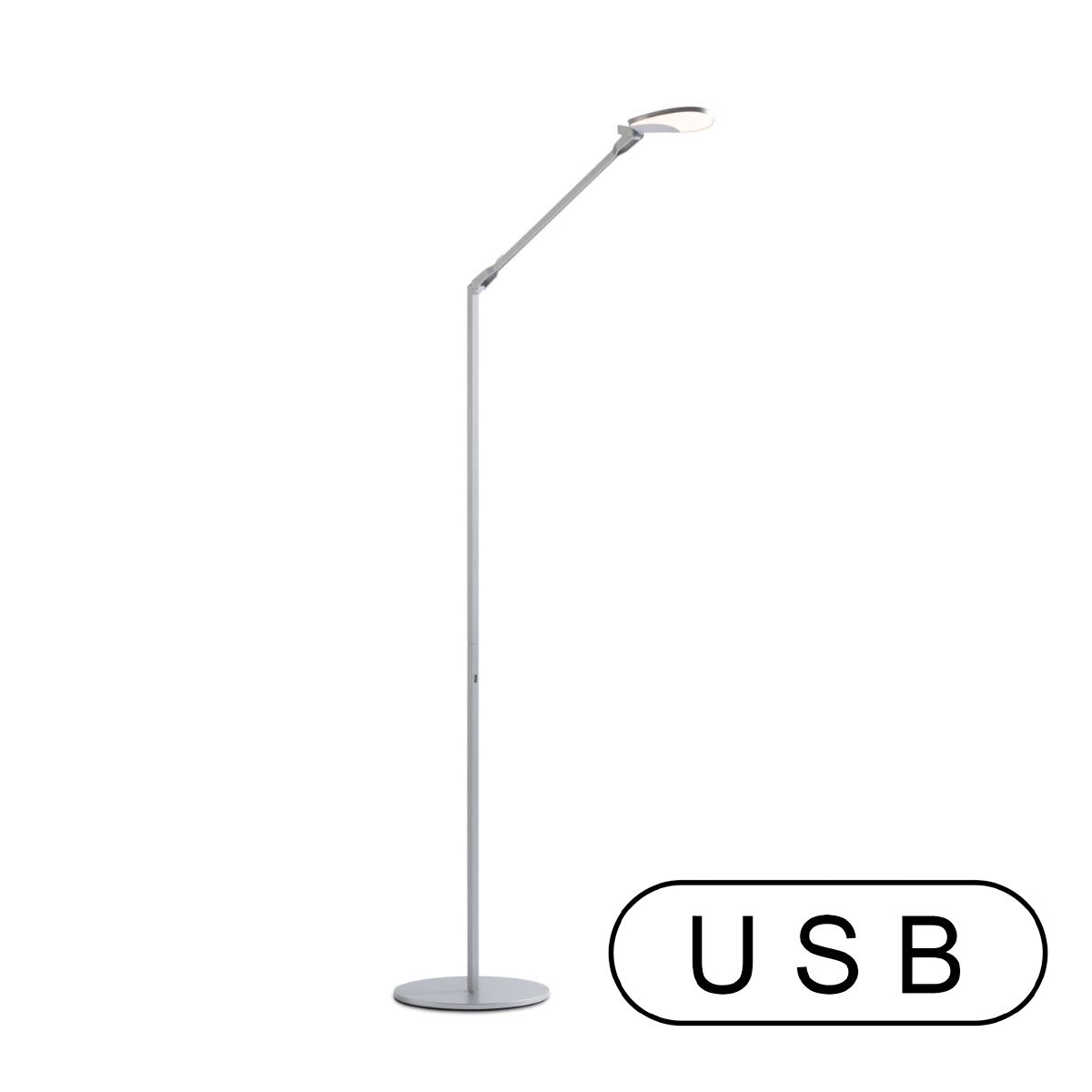 Splitty Silver Contemporary LED Floor Lamp with USB Port - Bees Lighting