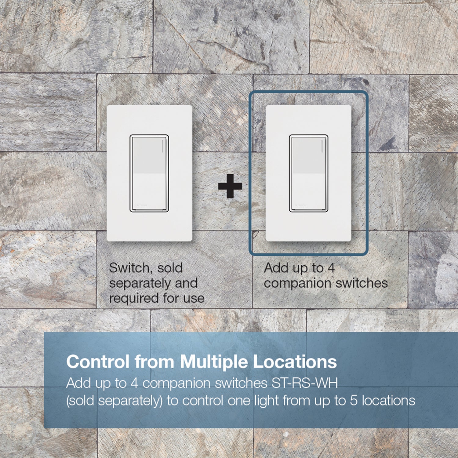 Lutron Sunnata Multi-Location Companion Switch, Not for Standalone Use, White - Bees Lighting