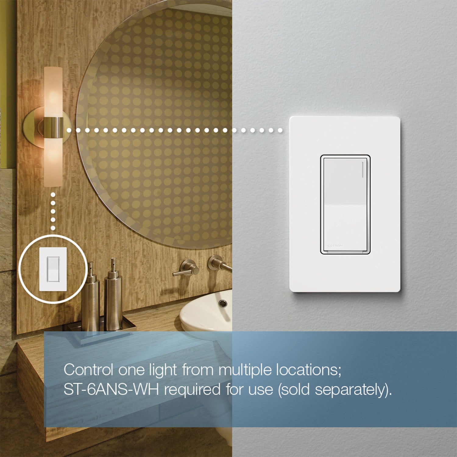 Lutron Sunnata Multi-Location Companion Switch, Not for Standalone Use, White - Bees Lighting