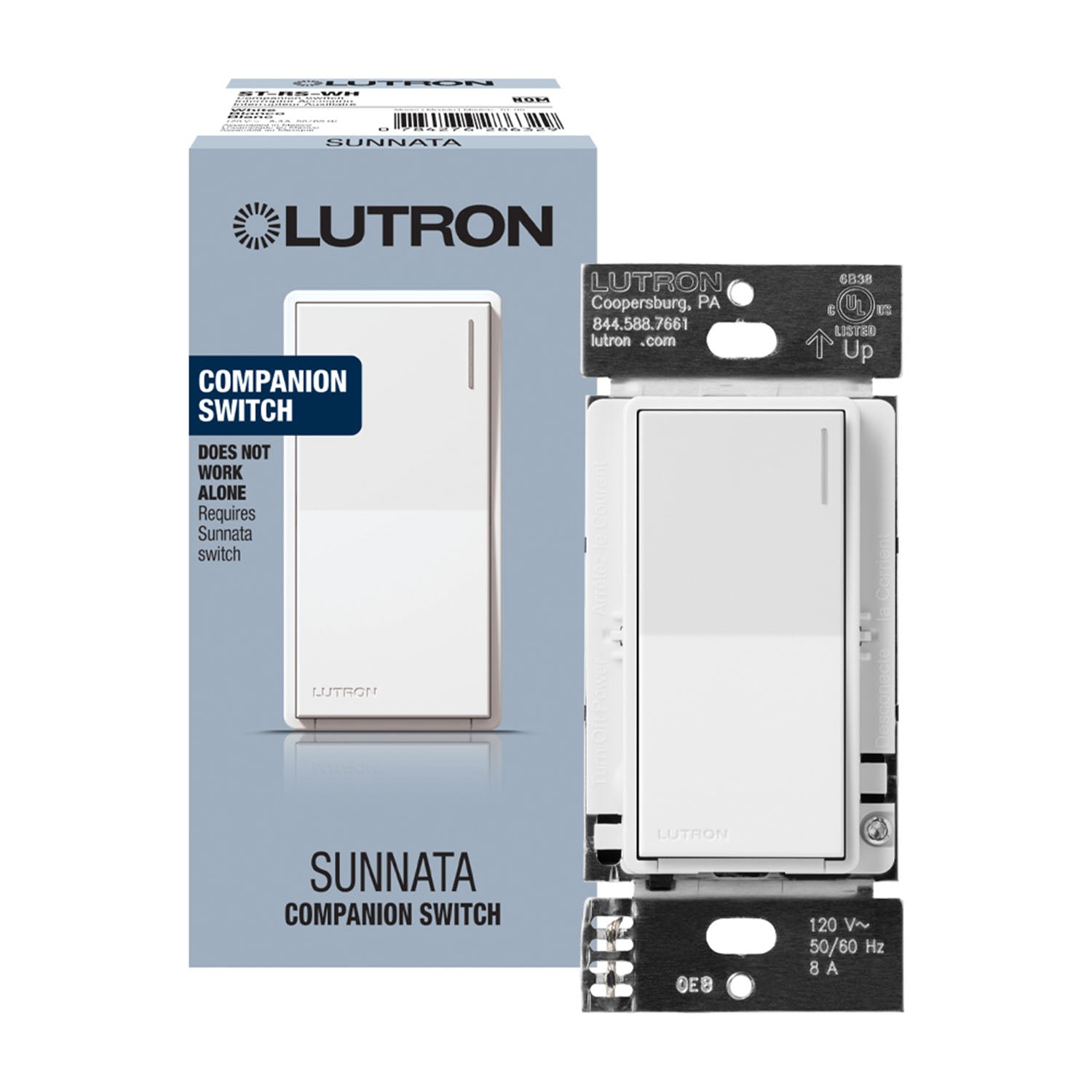 Lutron Sunnata Multi-Location Companion Switch, Not for Standalone Use, White - Bees Lighting