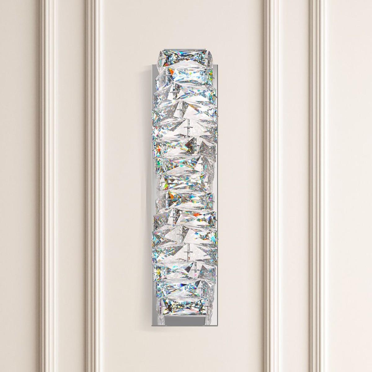 Glissando LED 18 inch. Stainless Steel Flush Mount Sconce with Crystals from Swarovski - Bees Lighting