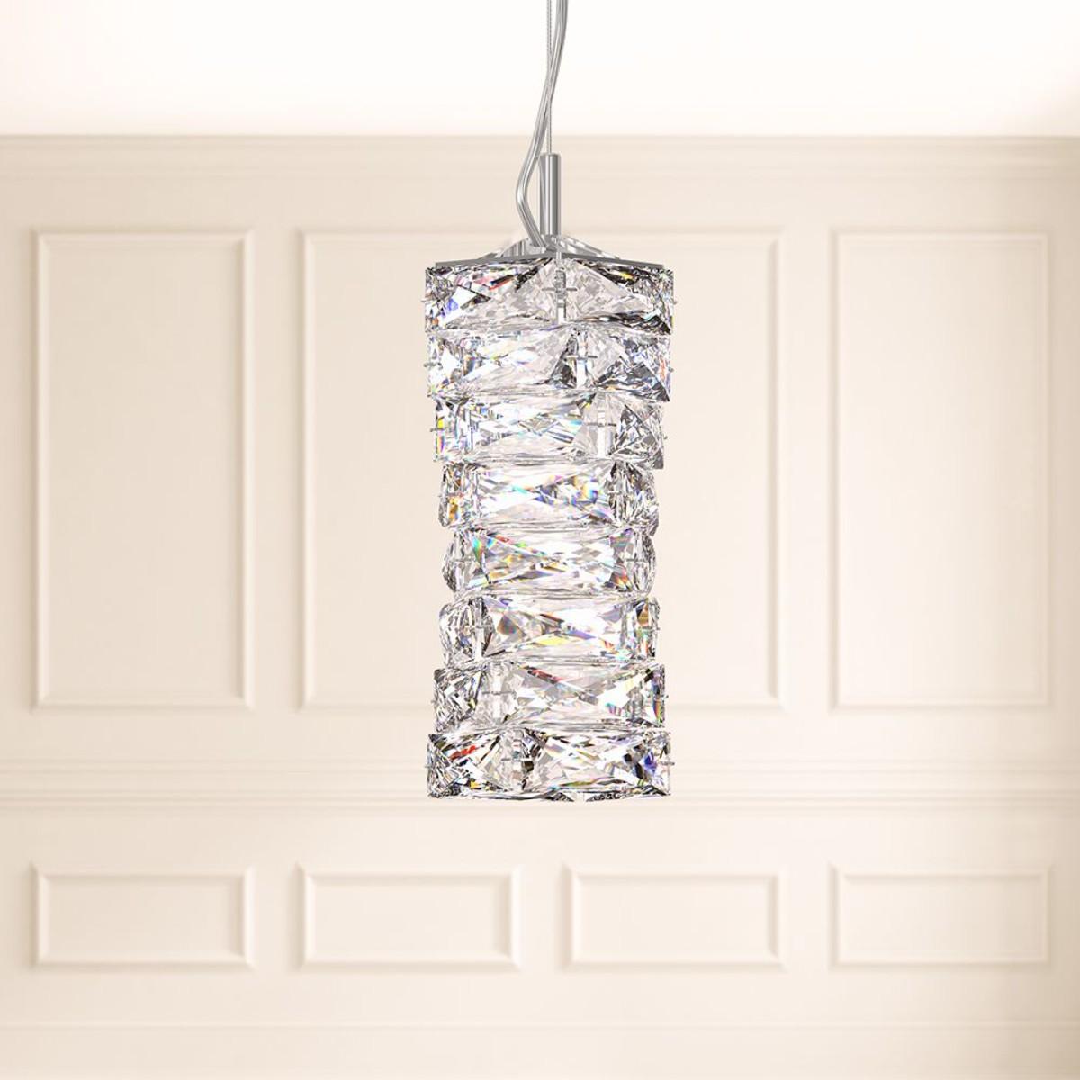 Glissando LED 5 inch Stainless Steel Pendant Light with Crystals from Swarovski