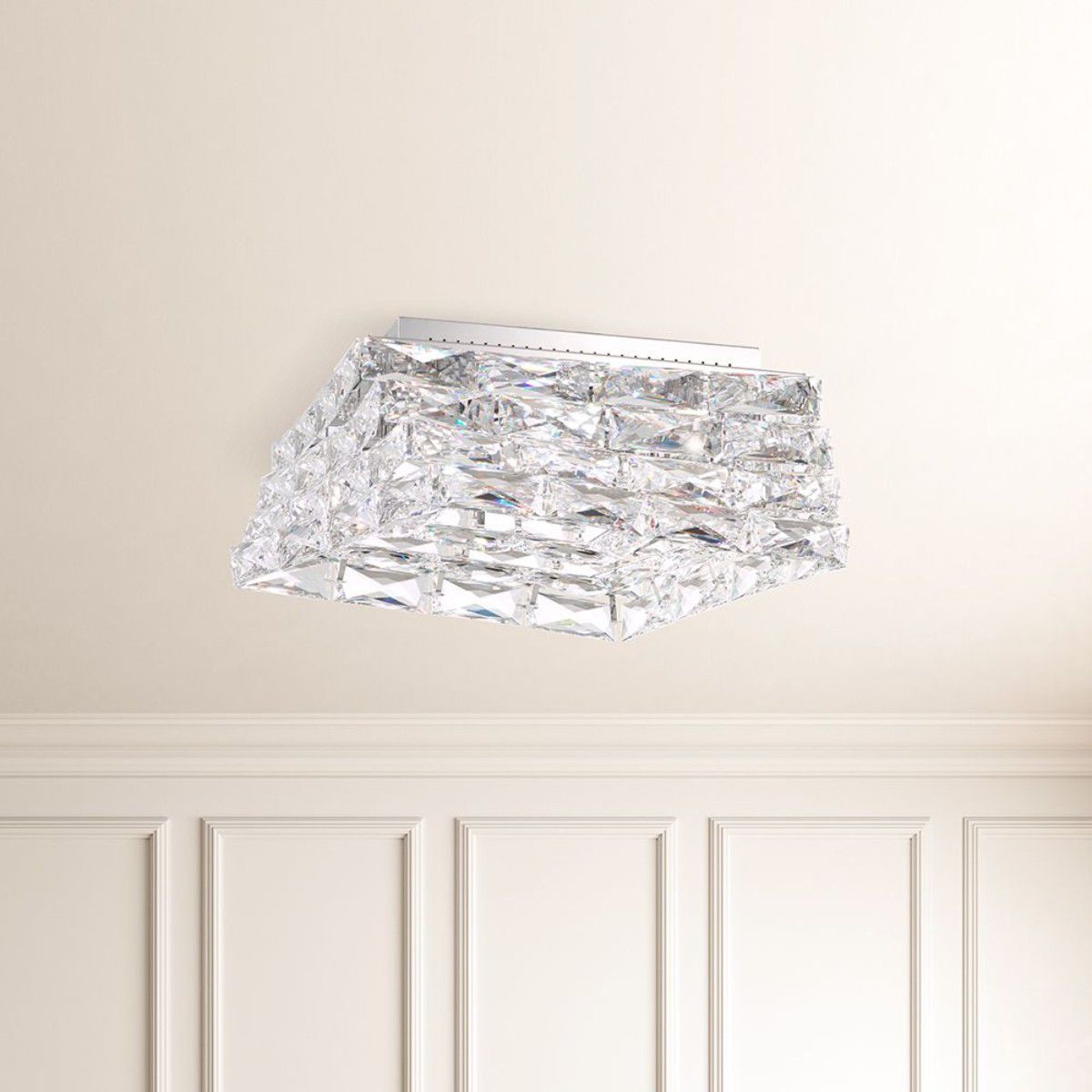 Glissando LED 16 in. Stainless Steel Semi Flush Mount Light with Crystals from Swarovski