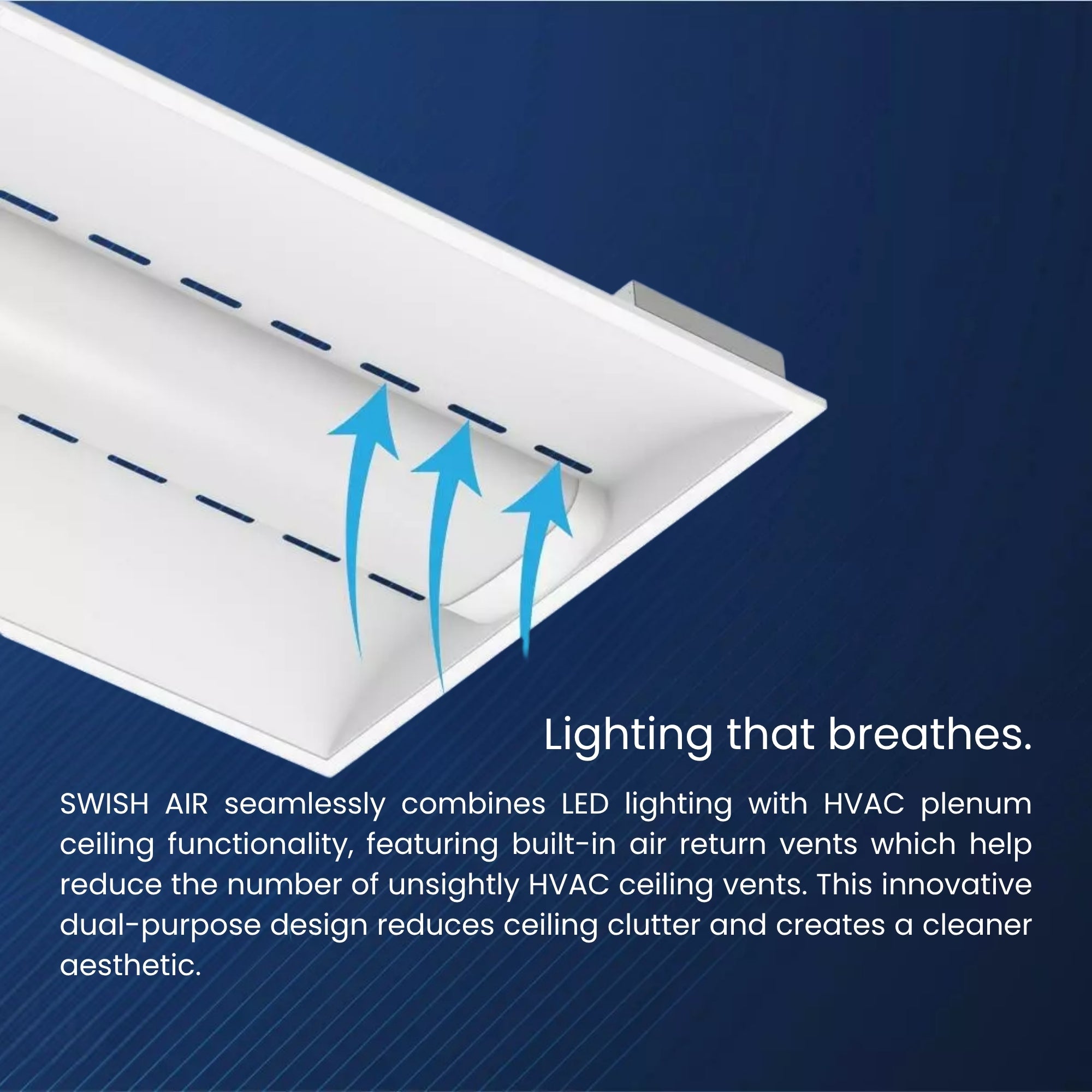 RAB SWISHAIR2X4 Air Handling 2x4 LED Troffer 6047lm 44/35/26W 3500K/4000K/5000K 120-277V Recessed White