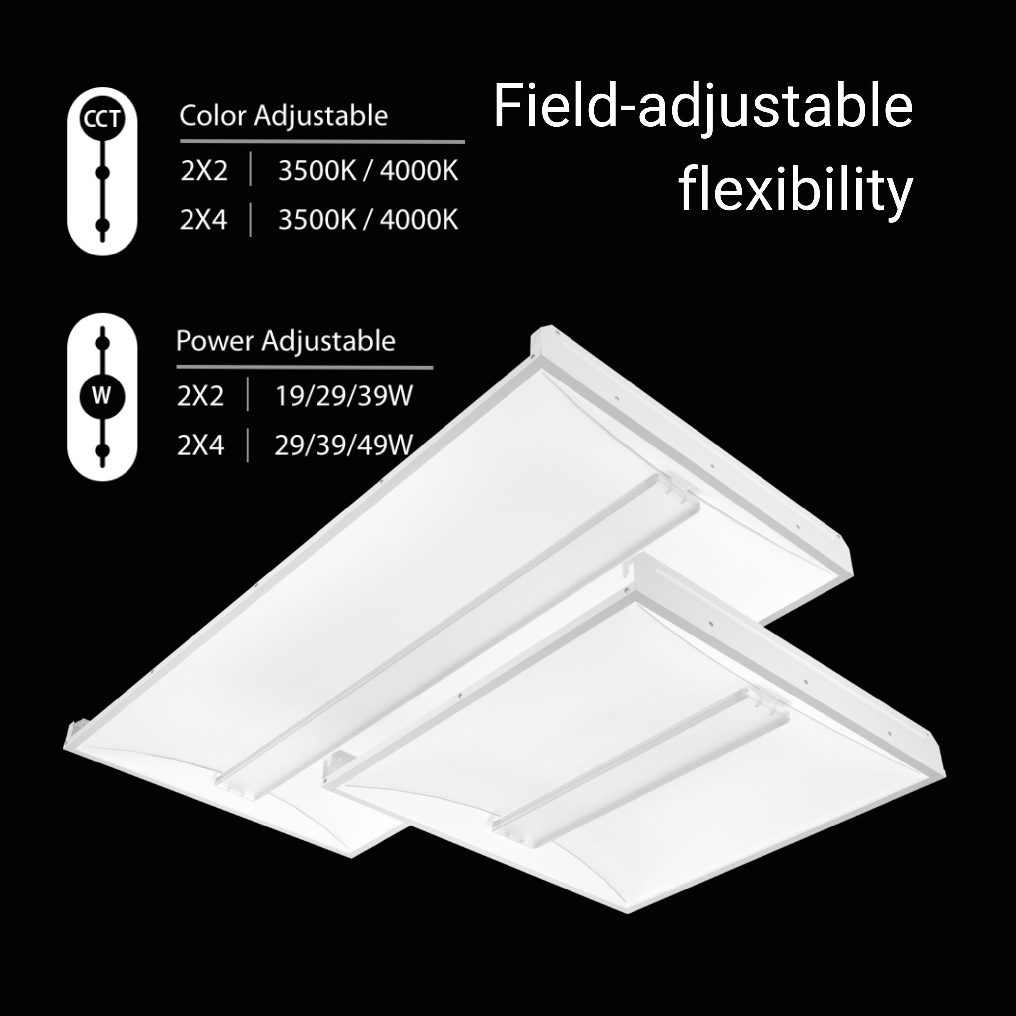 RAB SWISH Island 2x2 LED Troffer Light with 90-Min Battery Backup - Field Adjustable