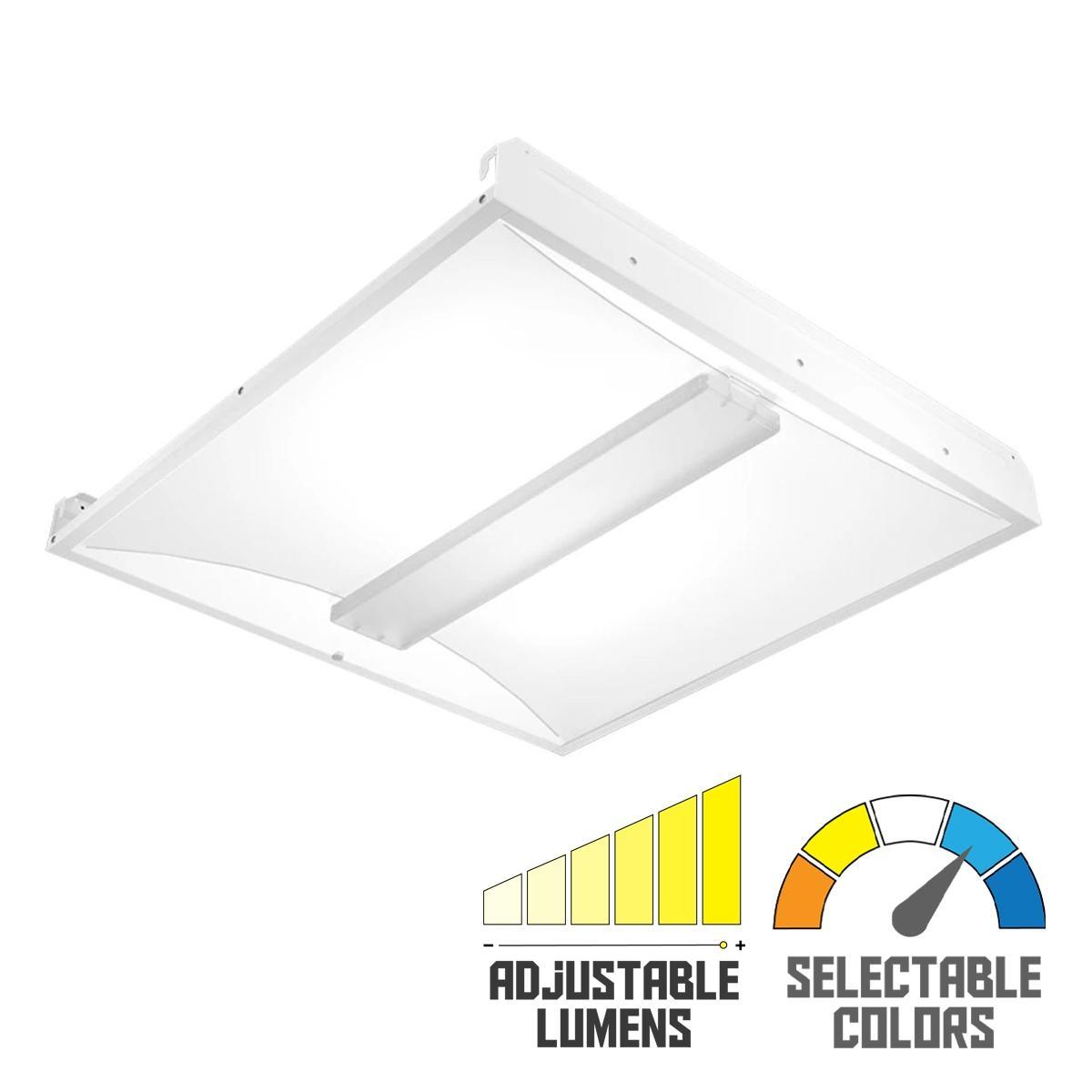 2x2 LED Troffer Light With Battery Backup, 4500 Lumens, 39 Watts Adjustable, 3500K/4000K, 120/277V - Bees Lighting