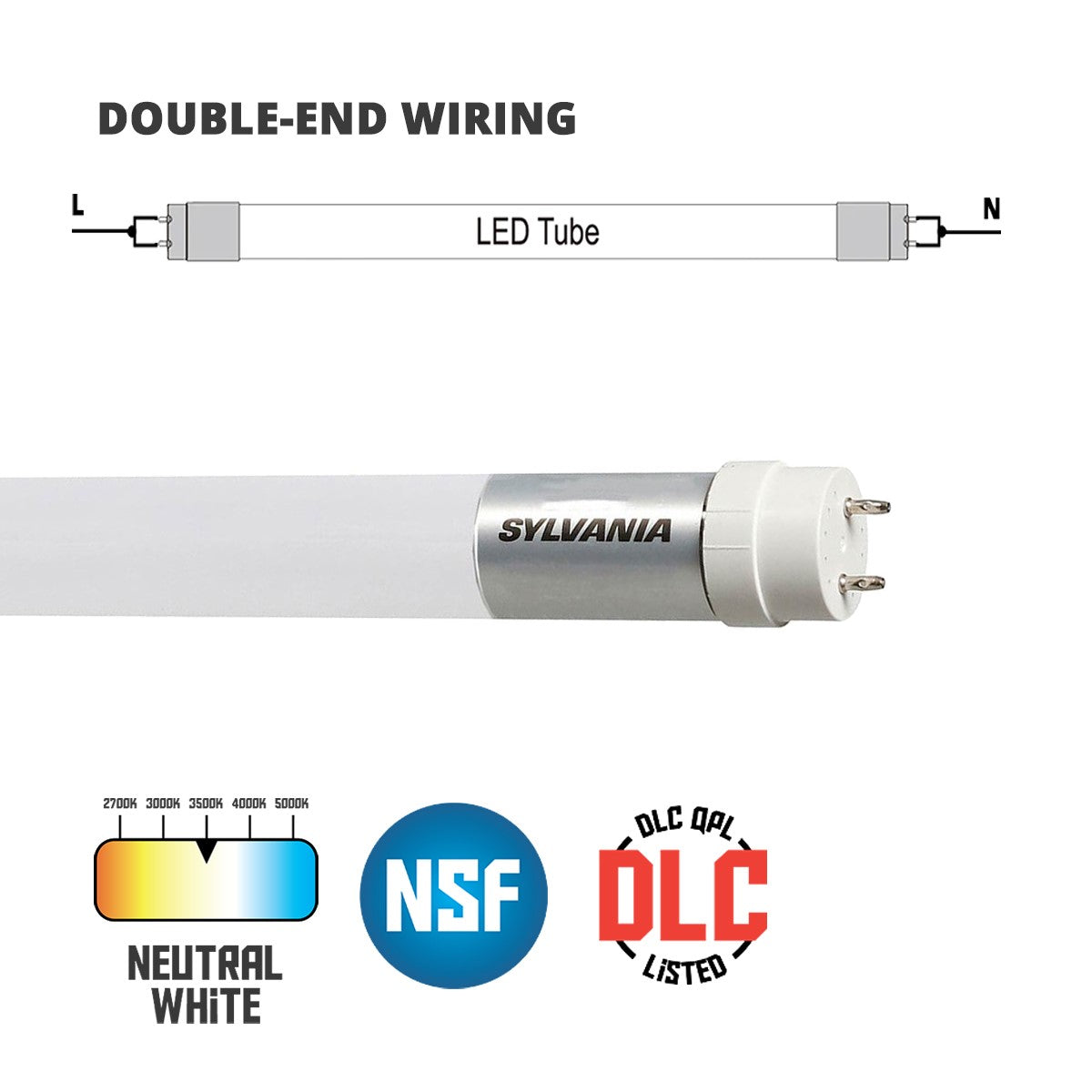 4ft LED T8 Tube, 18W, 2200 Lm, 3500K, Ballast Bypass, 25-Pack - Bees Lighting