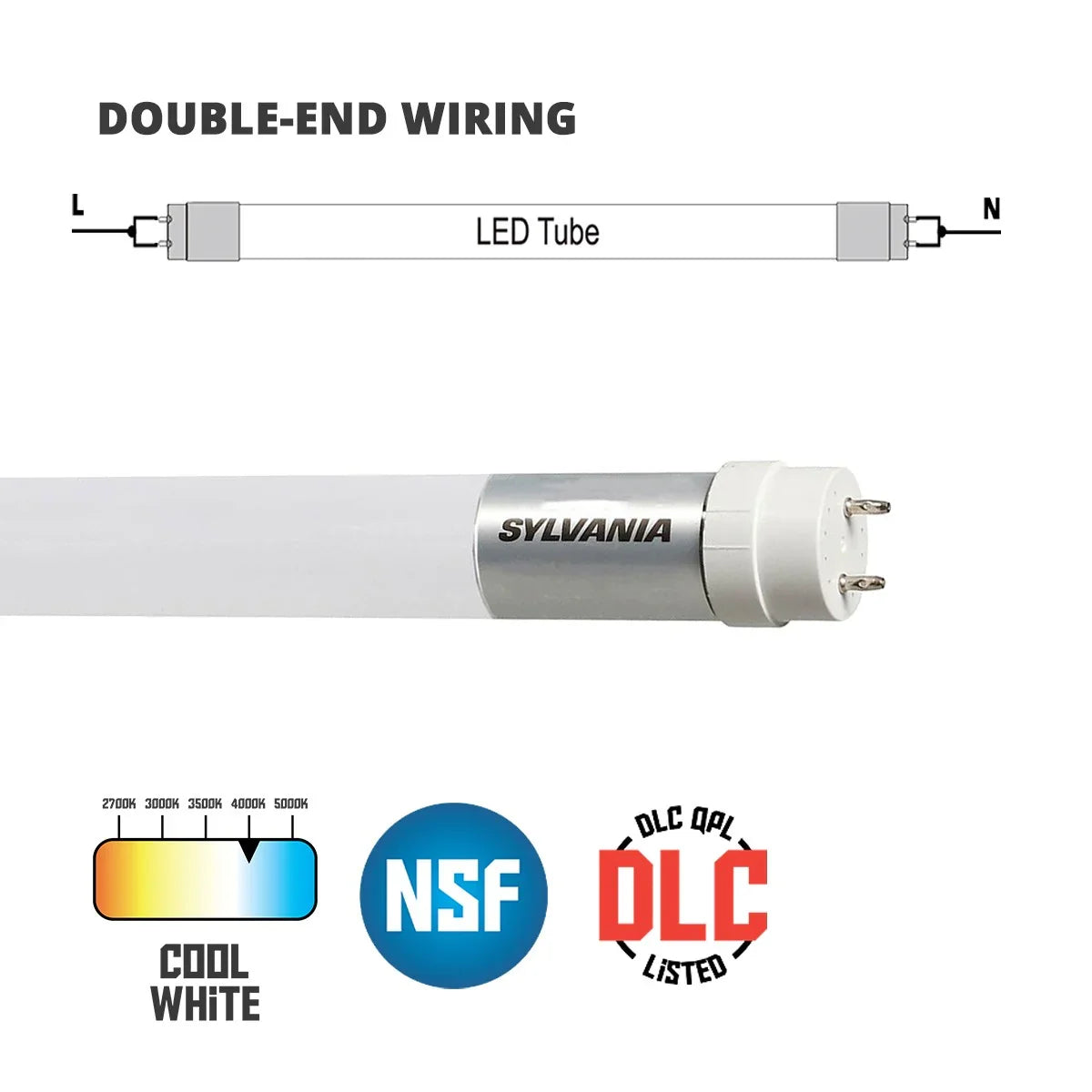 4ft LED T8 Tube, 18W, 2200 Lm, 4000K, Ballast Bypass, 4-Pack - Bees Lighting
