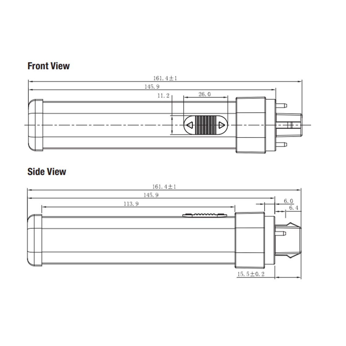 2 pin PL LED Bulb, 9W, 1050lm, Direct or Bypass, 30K|35K|40K, G24d Base - Bees Lighting