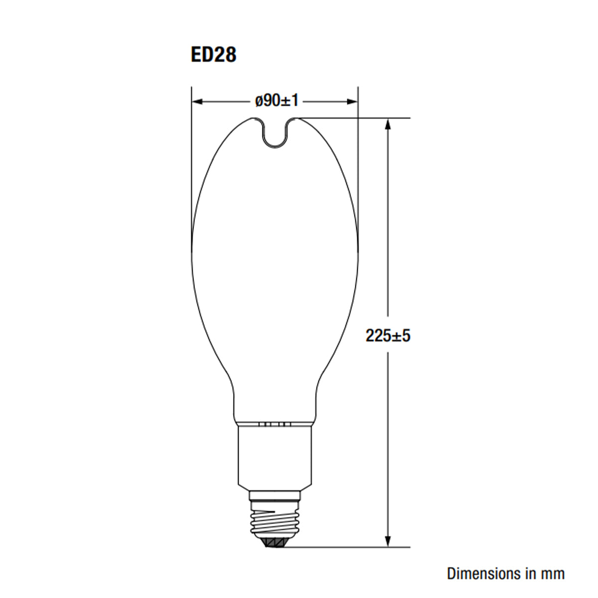 ED23 HID Retrofit LED Bulb, 6000lm, 5000K, 150W MH Equal, E26 Medium, Clear, 120-277V - Bees Lighting