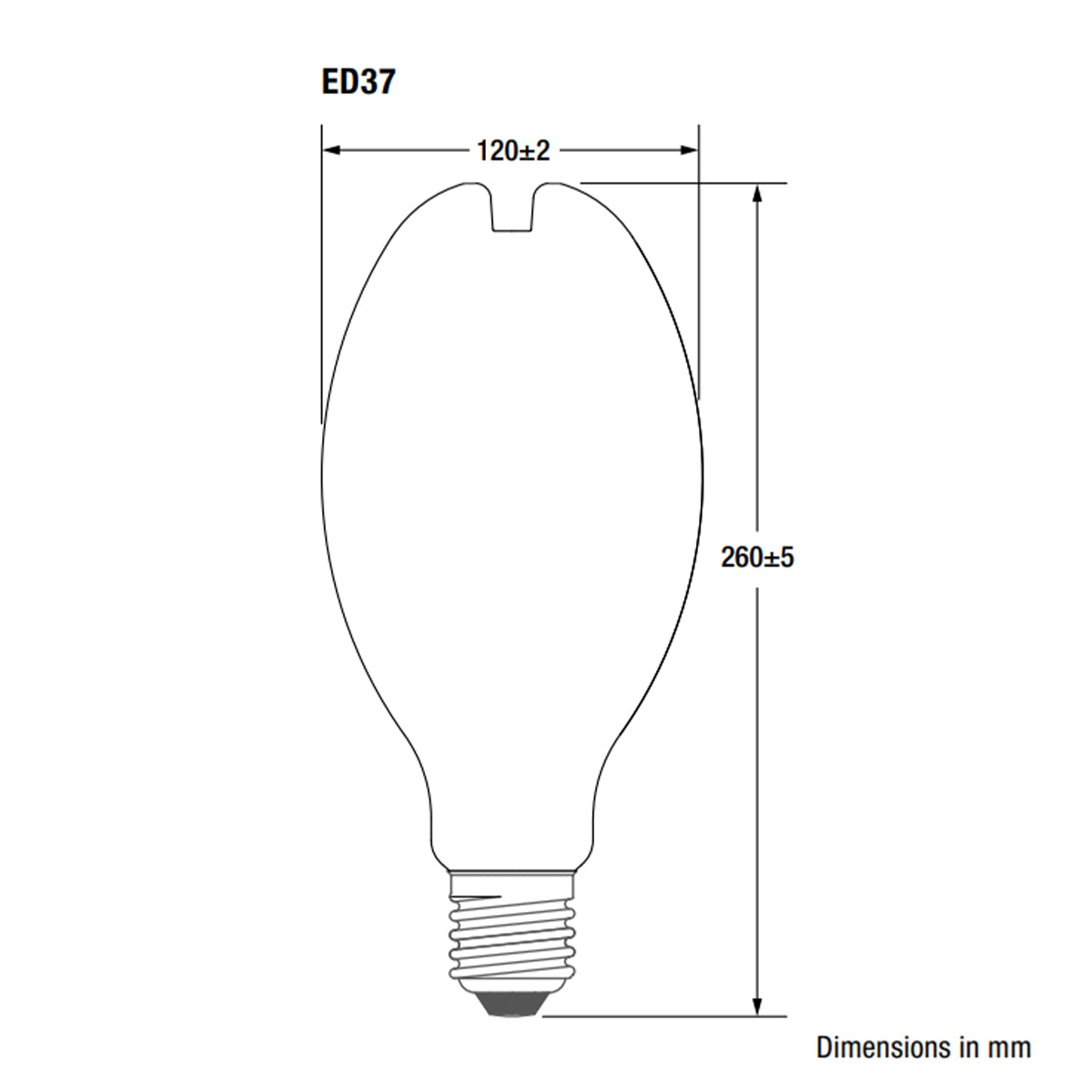 ED37 HID Retrofit LED Bulb, 10000lm, 5000K, 250W MH Equal, EX39 Mogul, Clear, 120-277V