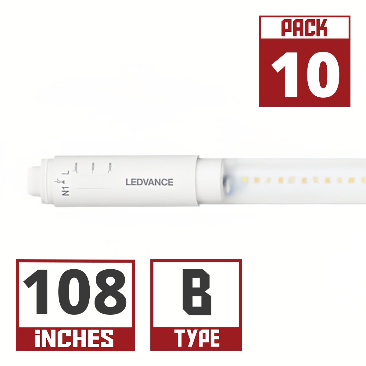 360° LED T8 Sign Lamp, 108 in, 42W, 6000 Lumens, 40K|50K|65K, R17D Base