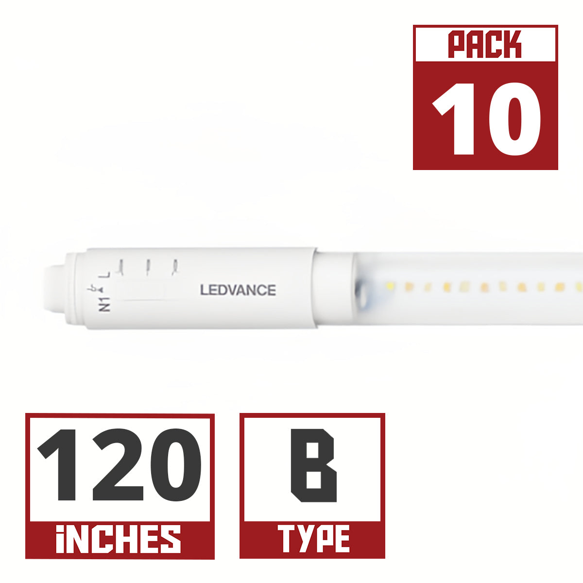360° LED T8 Sign Lamp, 120 in, 48W, 6900 Lumens, 40K|50K|65K, R17D Base