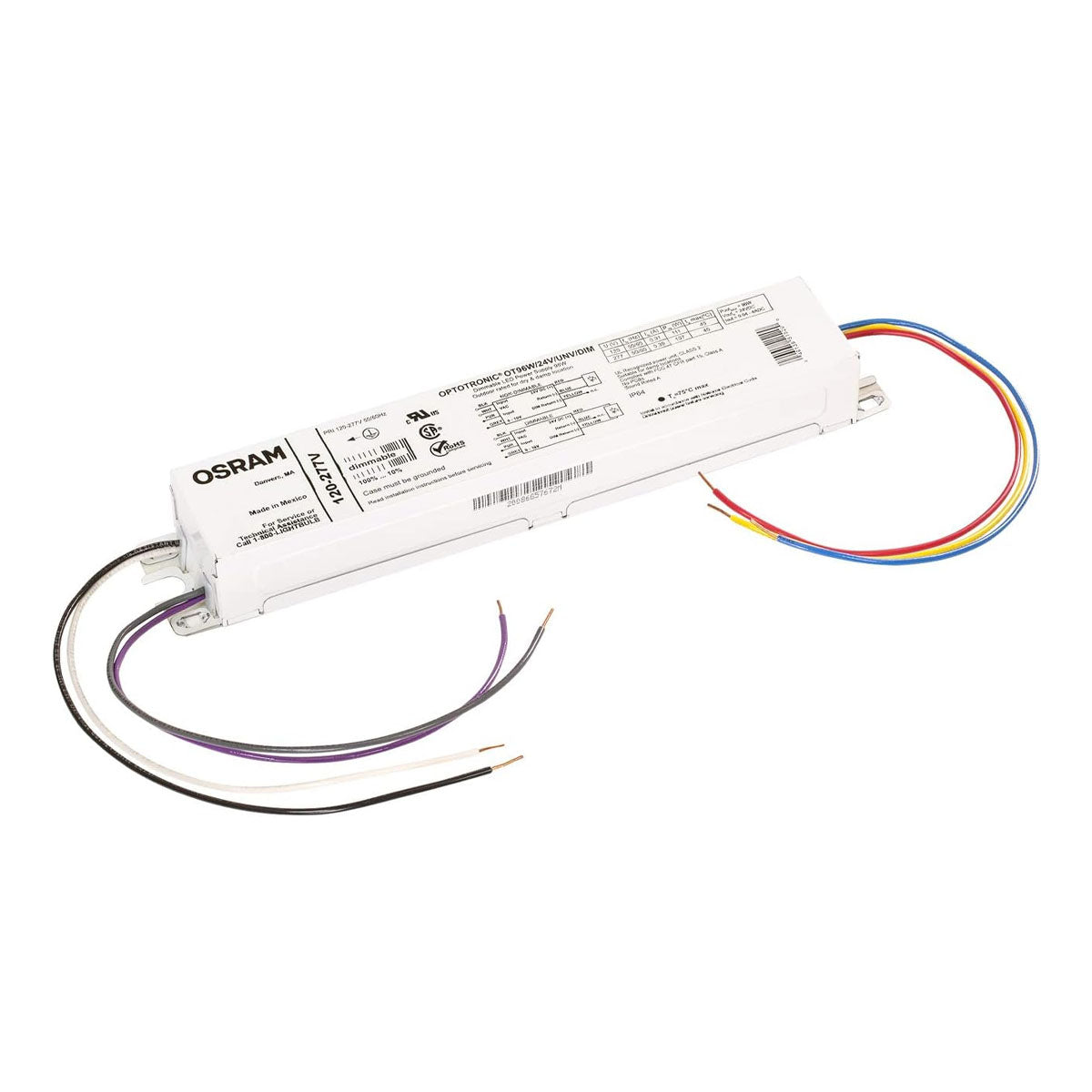 Opotronic 96 Watts, 24VDC LED Driver, 0-10V Dimming, 120-277V