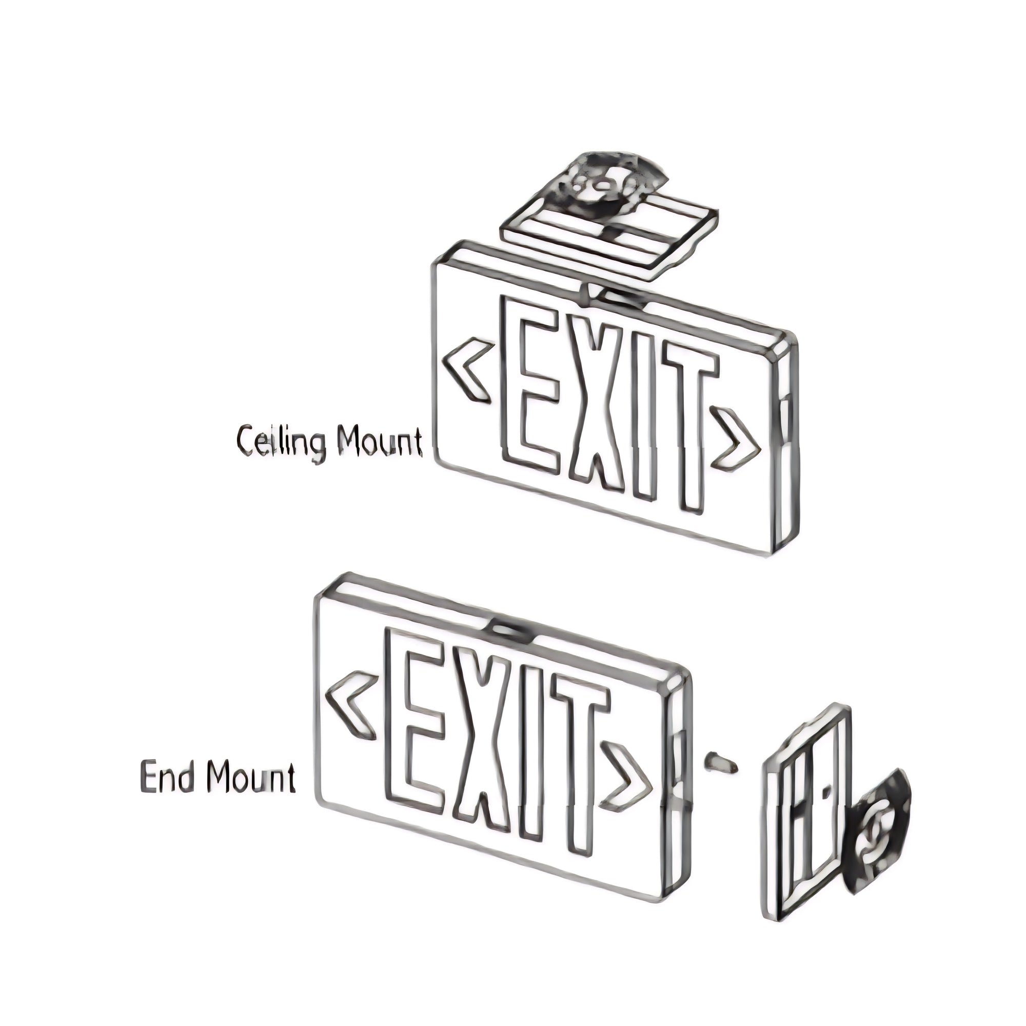 LED Combo Exit Sign, Single/Double Face, Green Letters, White - Bees Lighting