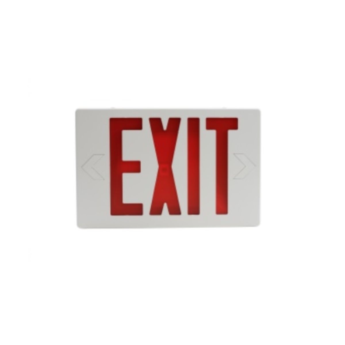 LED Exit Sign, Universal Face with Red Letters, White Finish, Battery Backup Included - Bees Lighting